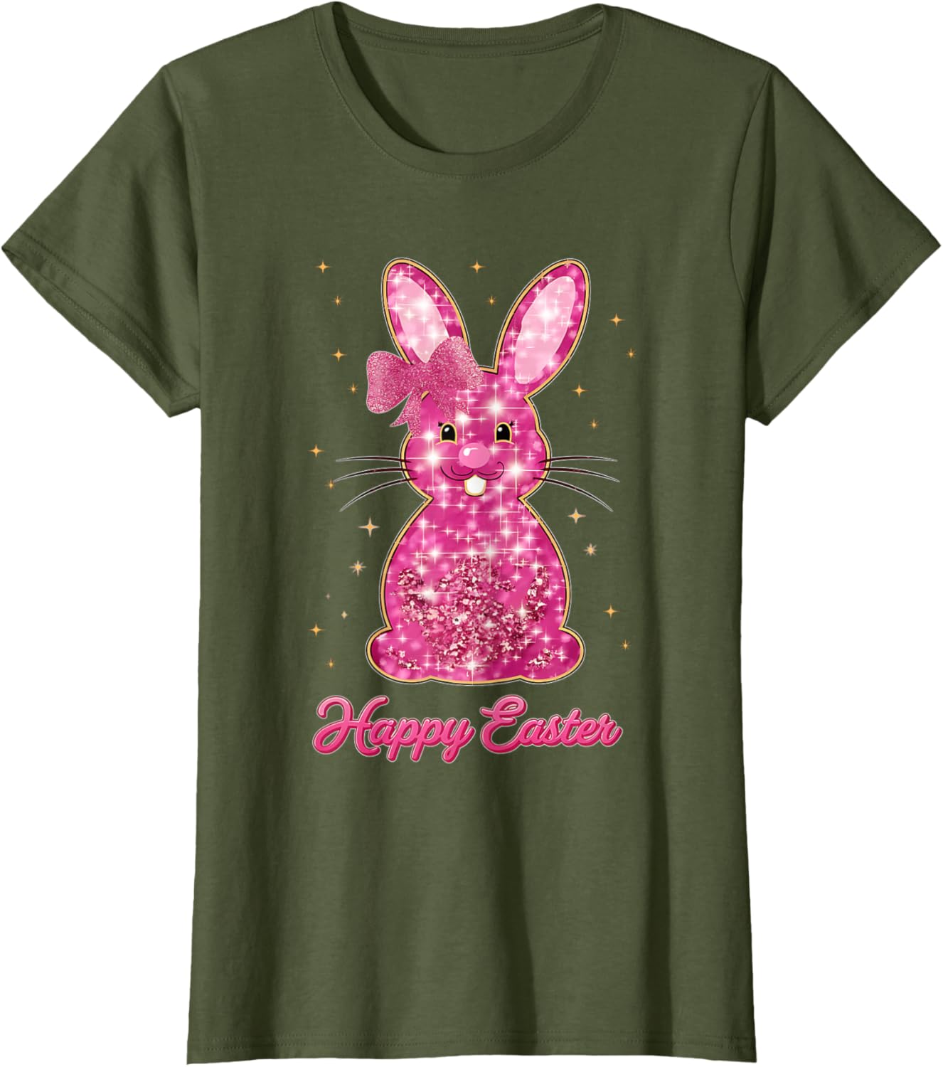 Easter Chinoiserie Floral Bunny With Cute Blue Bow Coquette T-Shirt