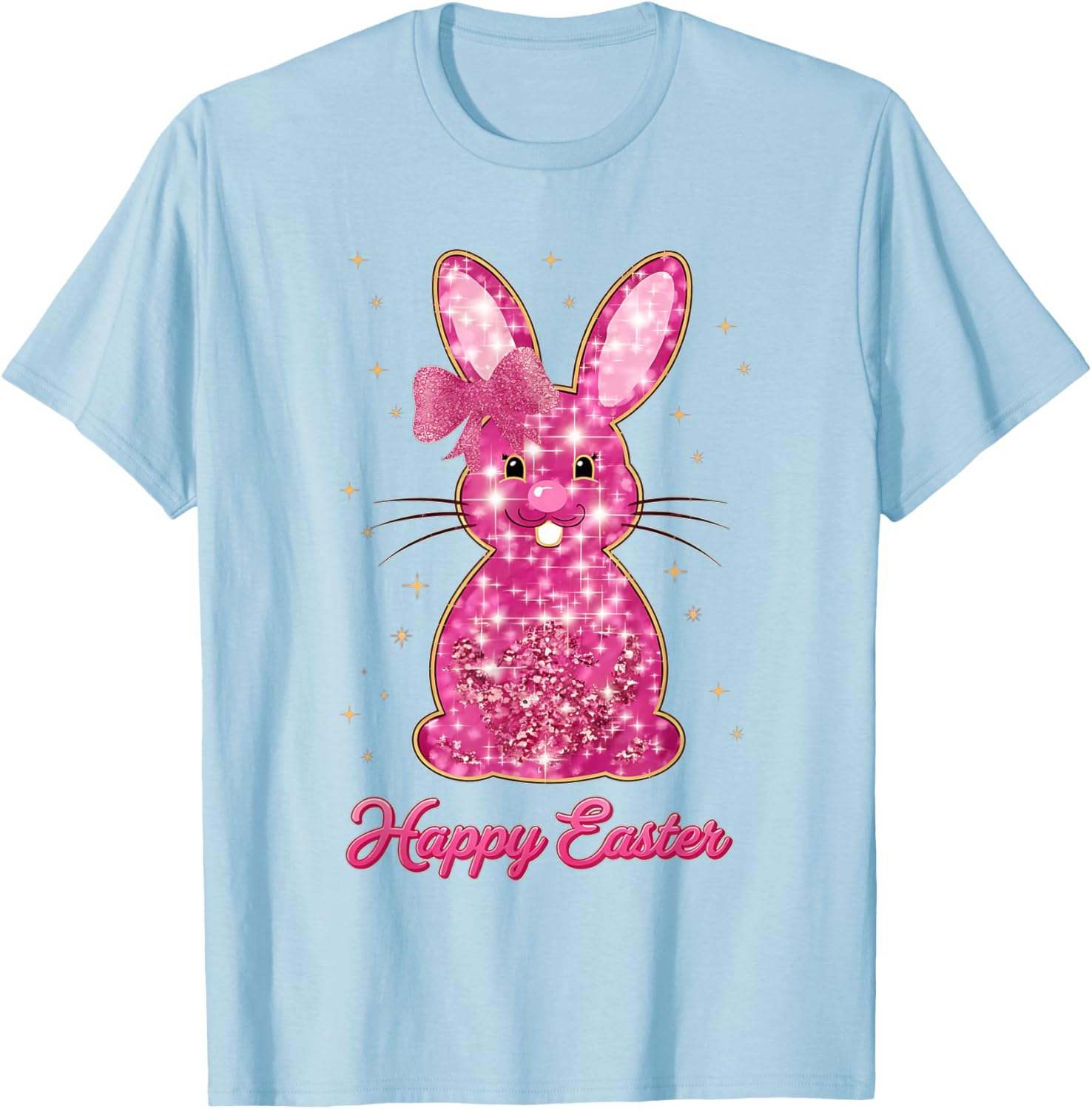 Easter Chinoiserie Floral Bunny With Cute Blue Bow Coquette T-Shirt