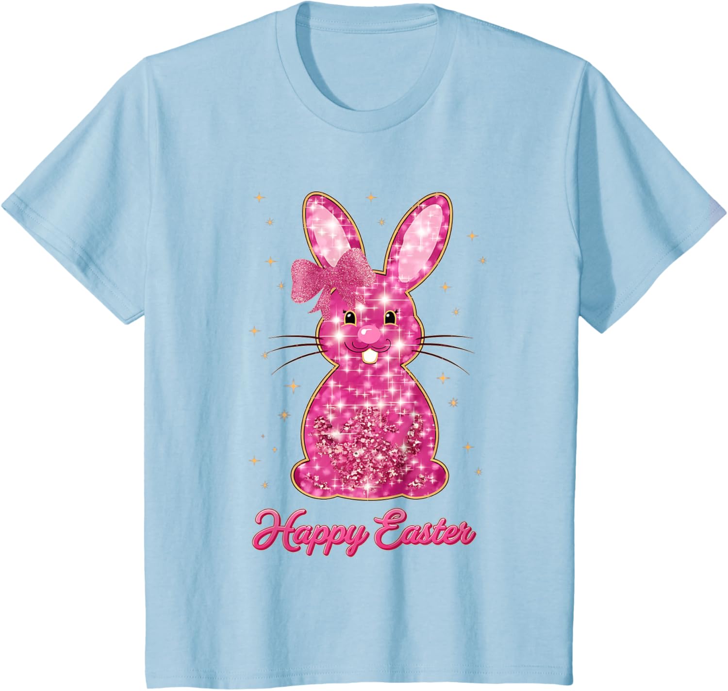 Easter Chinoiserie Floral Bunny With Cute Blue Bow Coquette T-Shirt