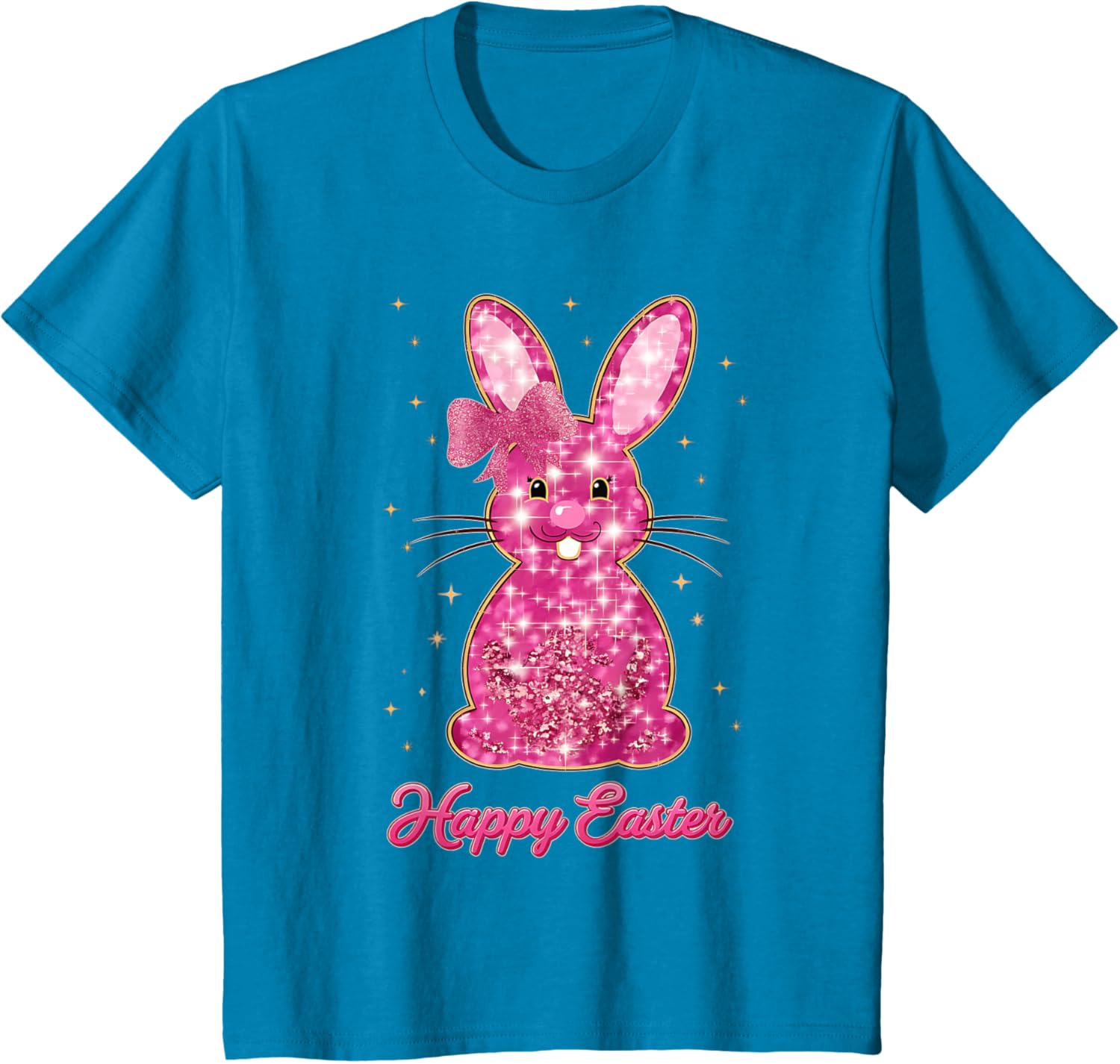 Easter Chinoiserie Floral Bunny With Cute Blue Bow Coquette T-Shirt