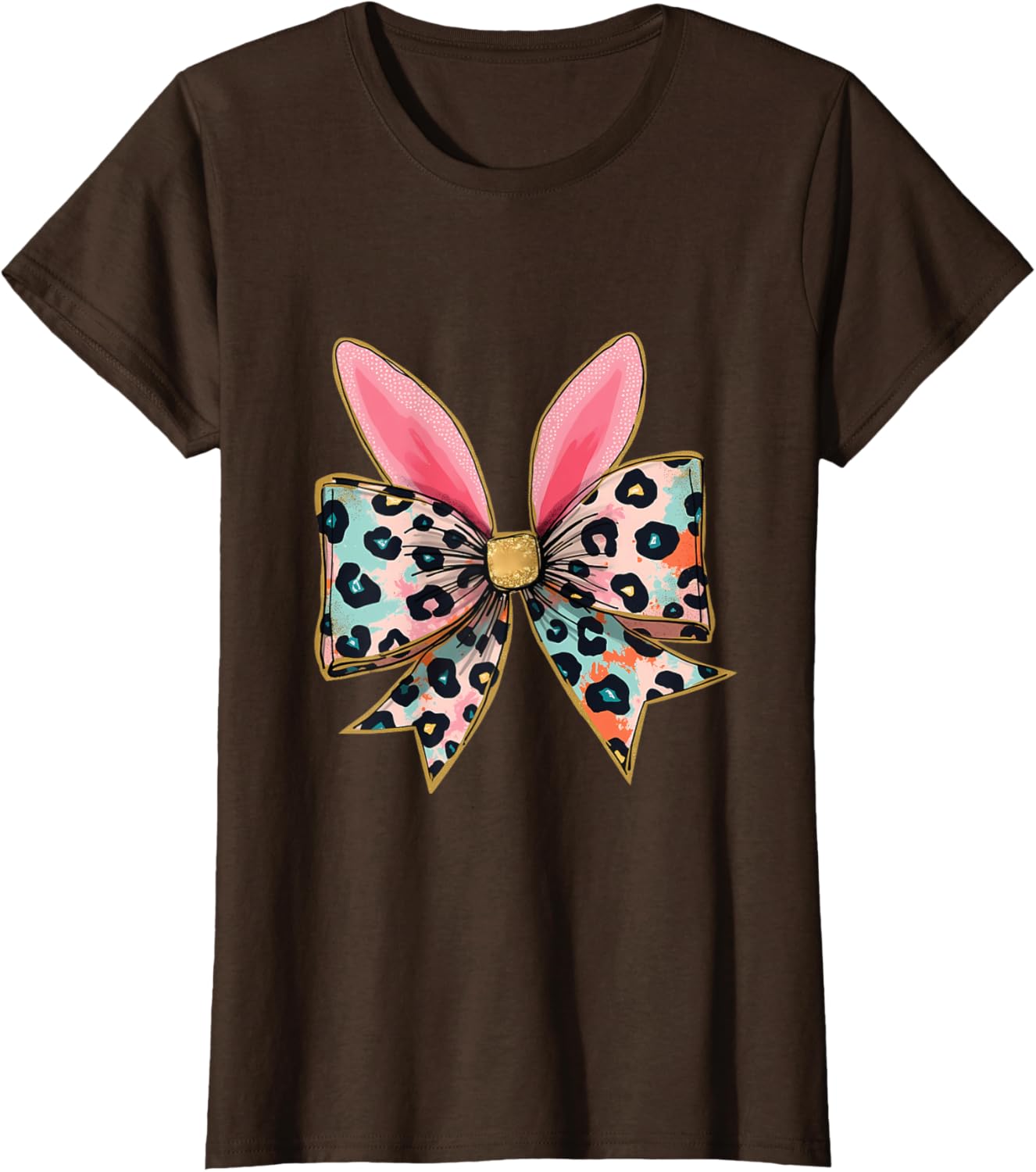 Easter Chinoiserie Floral Bunny With Cute Blue Bow Coquette T-Shirt