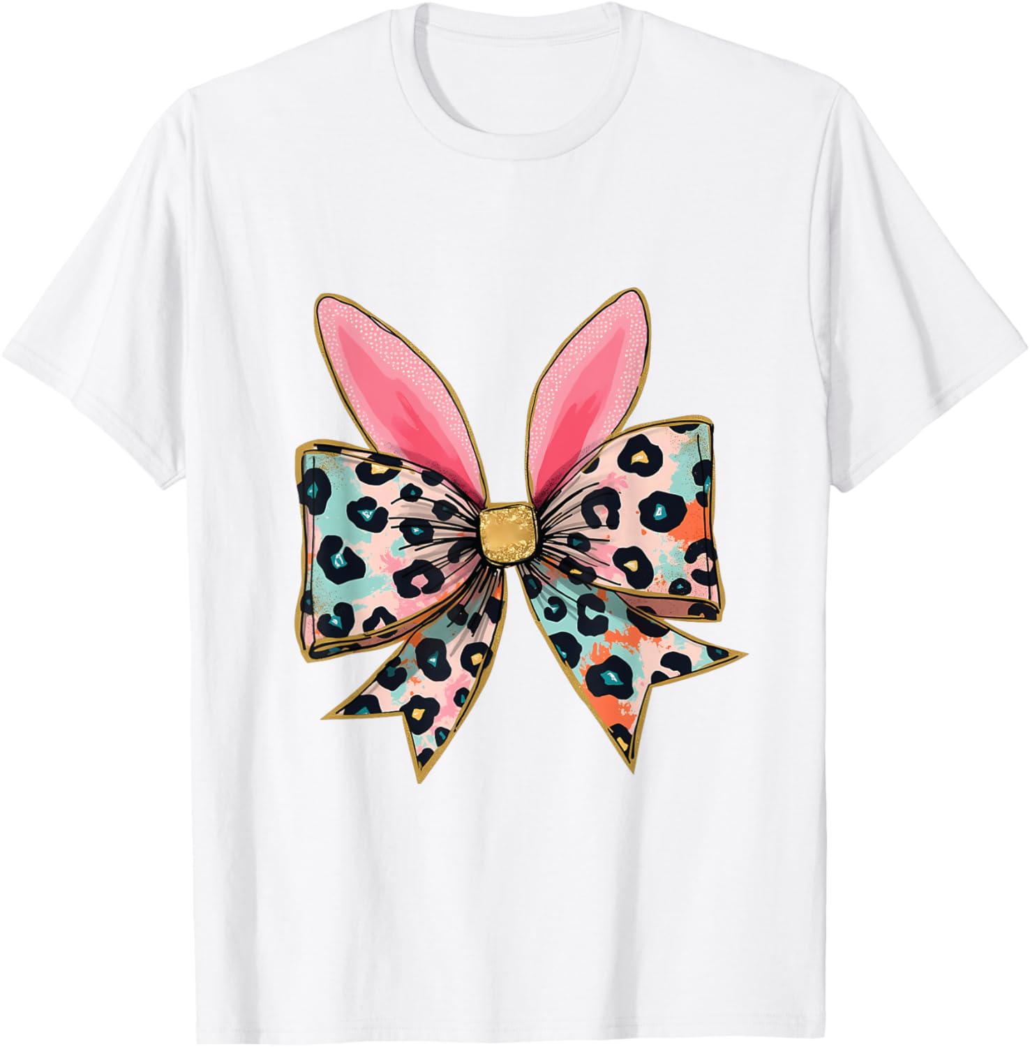 Easter Chinoiserie Floral Bunny With Cute Blue Bow Coquette T-Shirt