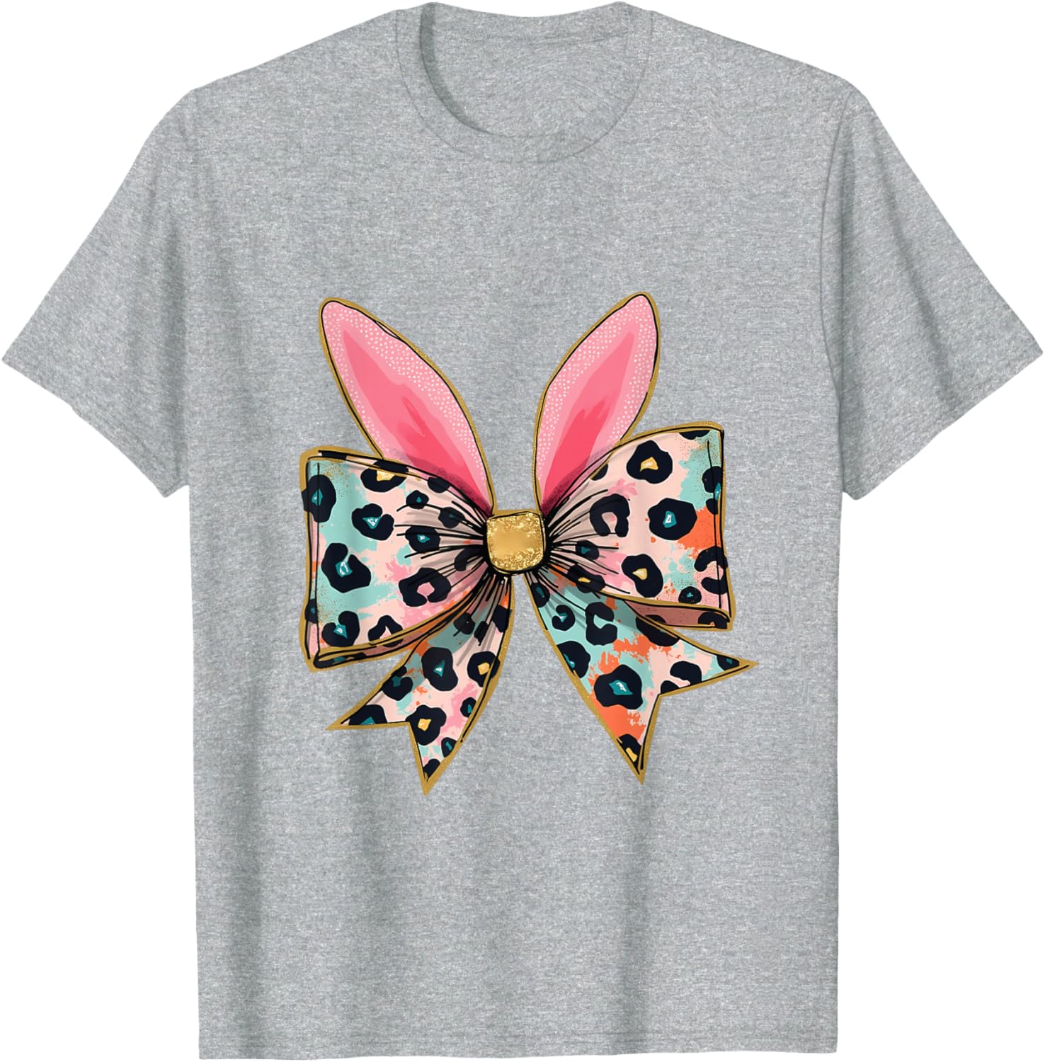 Easter Chinoiserie Floral Bunny With Cute Blue Bow Coquette T-Shirt