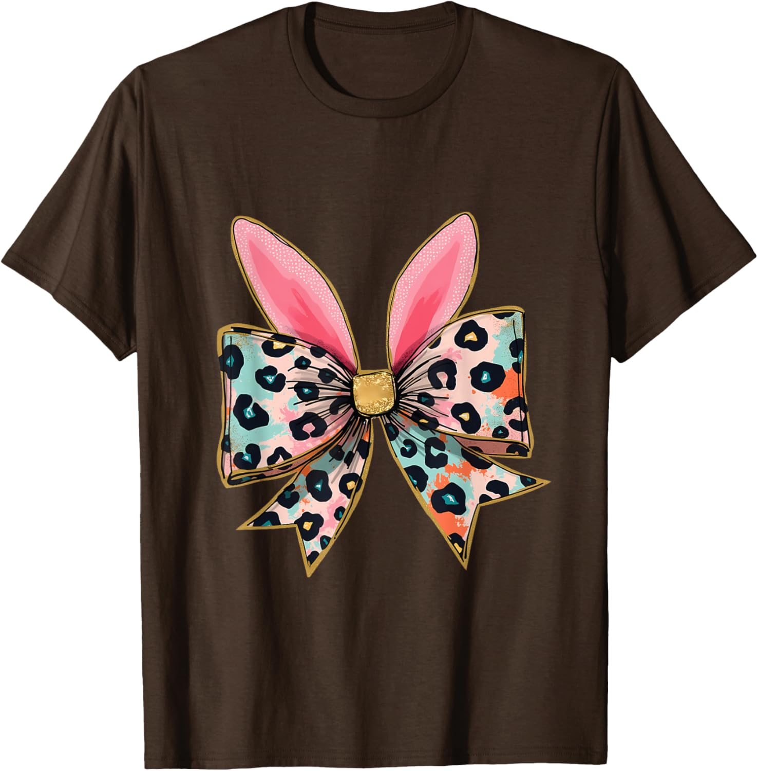 Easter Chinoiserie Floral Bunny With Cute Blue Bow Coquette T-Shirt