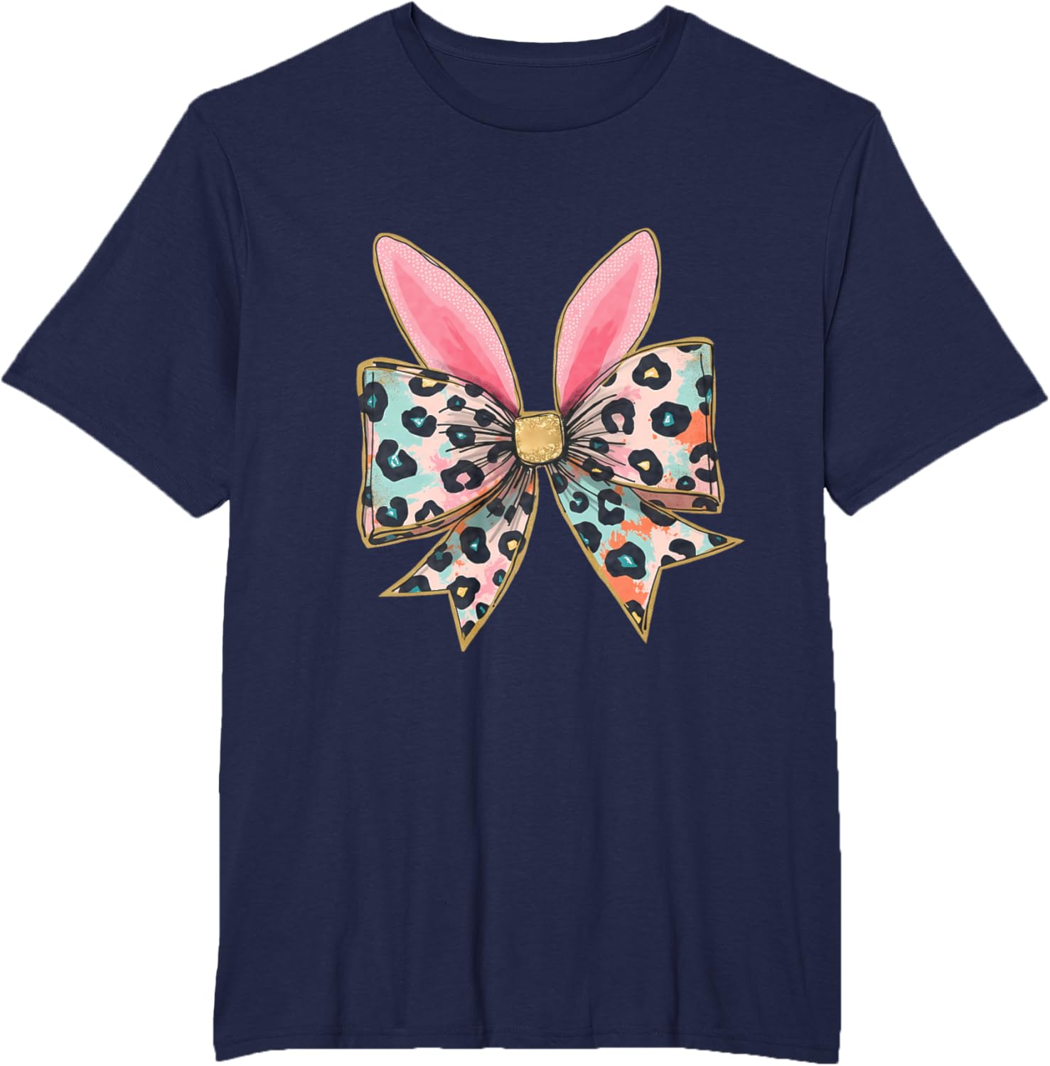 Easter Chinoiserie Floral Bunny With Cute Blue Bow Coquette T-Shirt