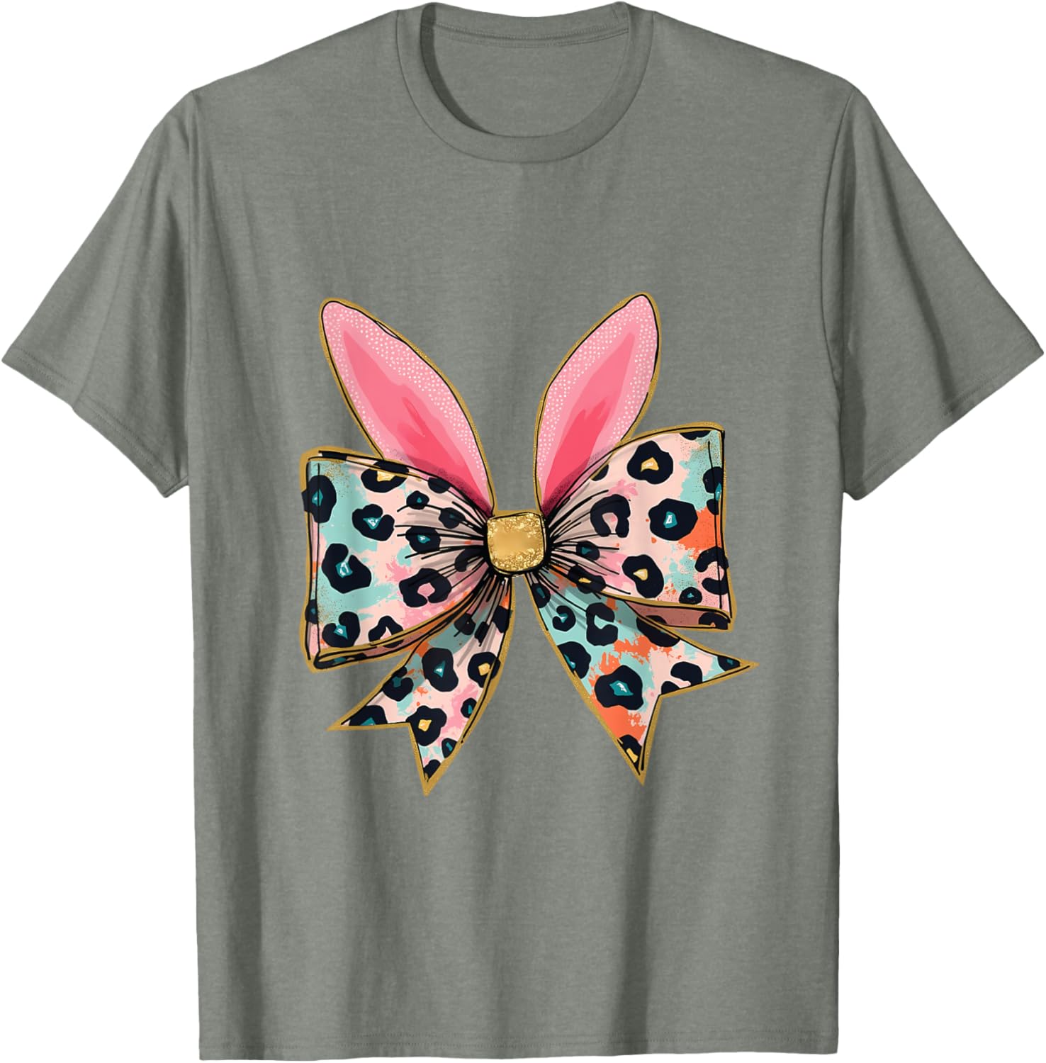 Easter Chinoiserie Floral Bunny With Cute Blue Bow Coquette T-Shirt