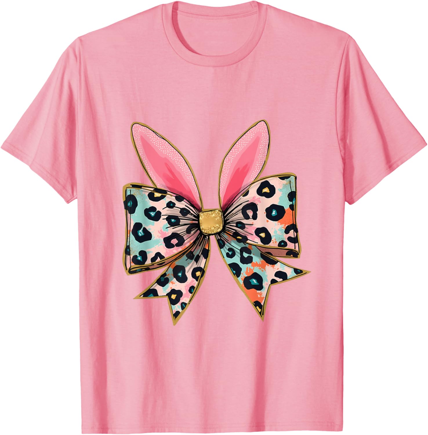 Easter Chinoiserie Floral Bunny With Cute Blue Bow Coquette T-Shirt