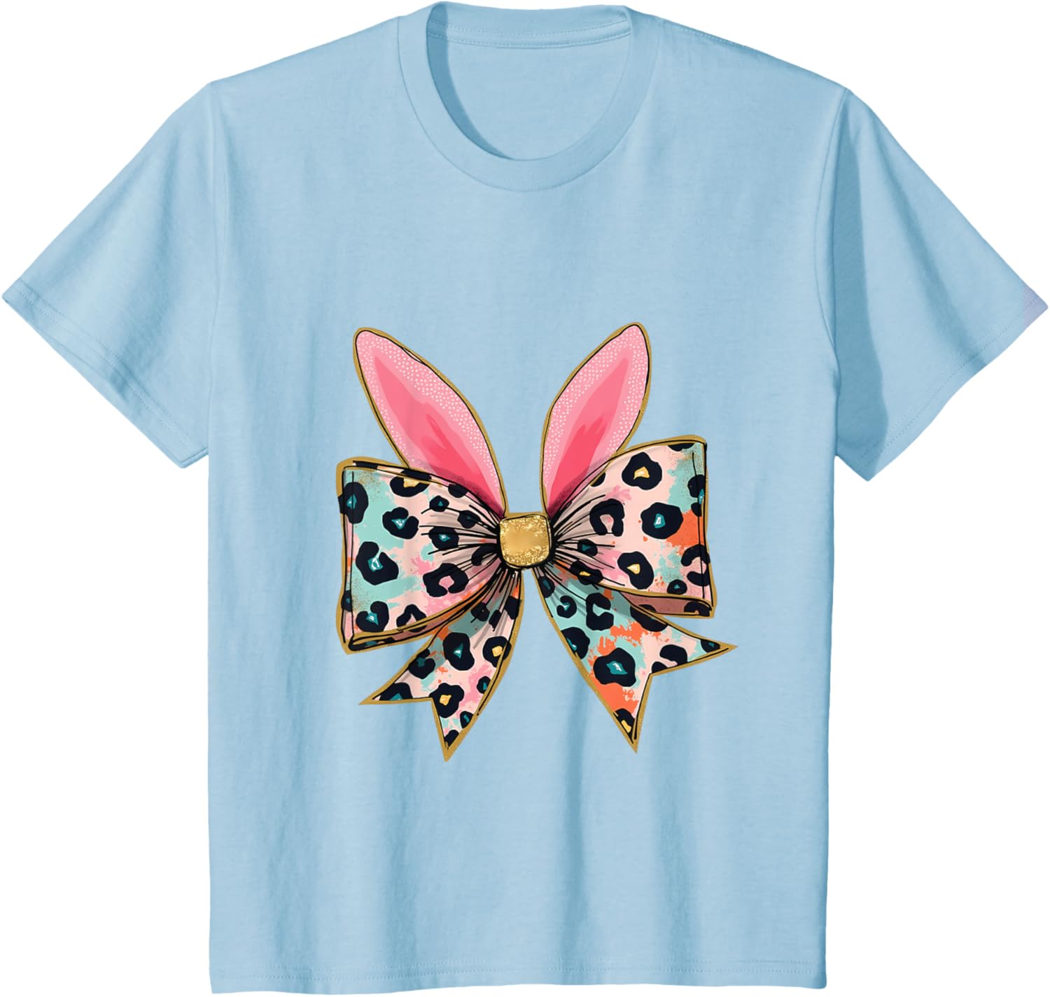 Easter Chinoiserie Floral Bunny With Cute Blue Bow Coquette T-Shirt