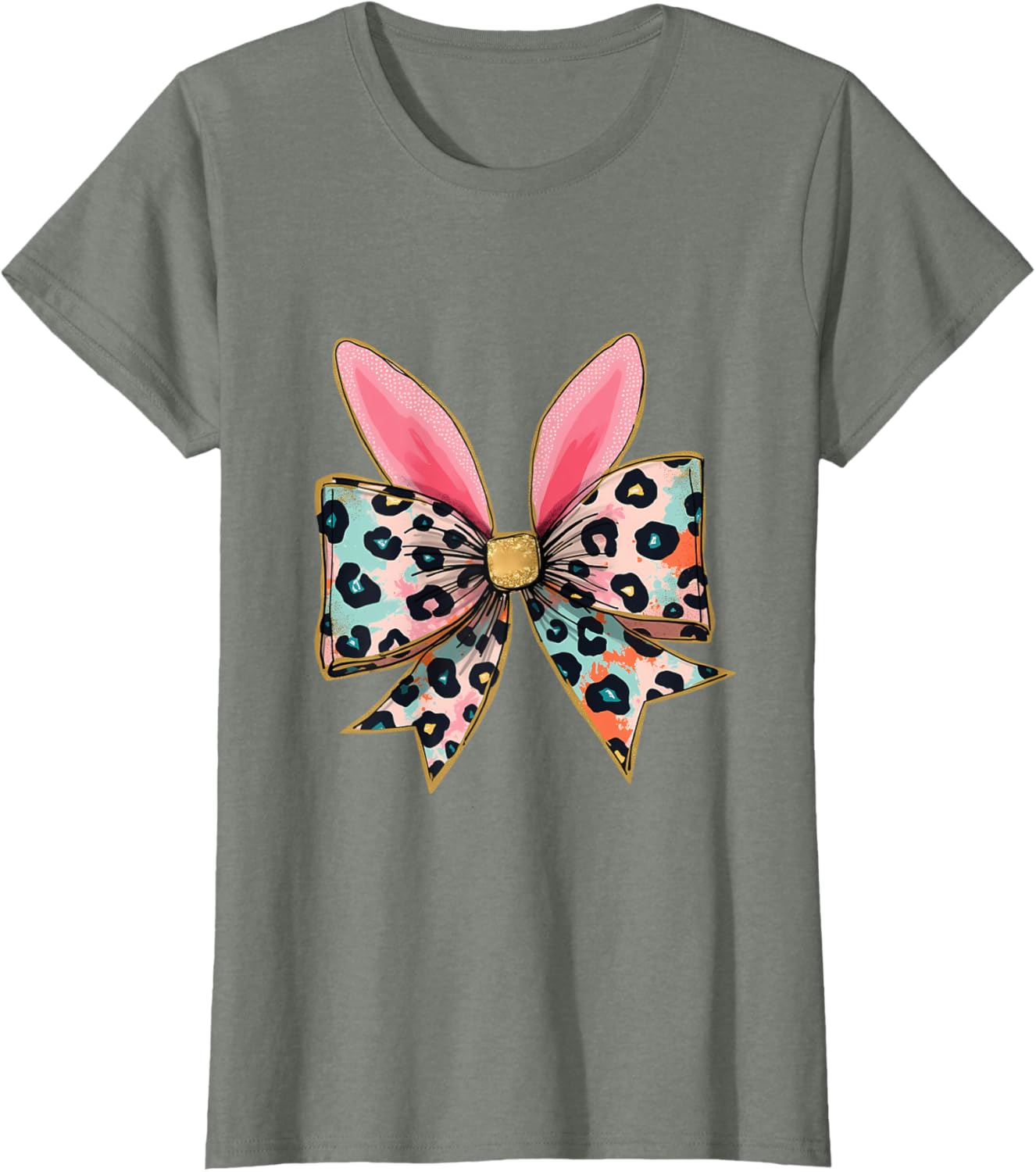 Easter Chinoiserie Floral Bunny With Cute Blue Bow Coquette T-Shirt