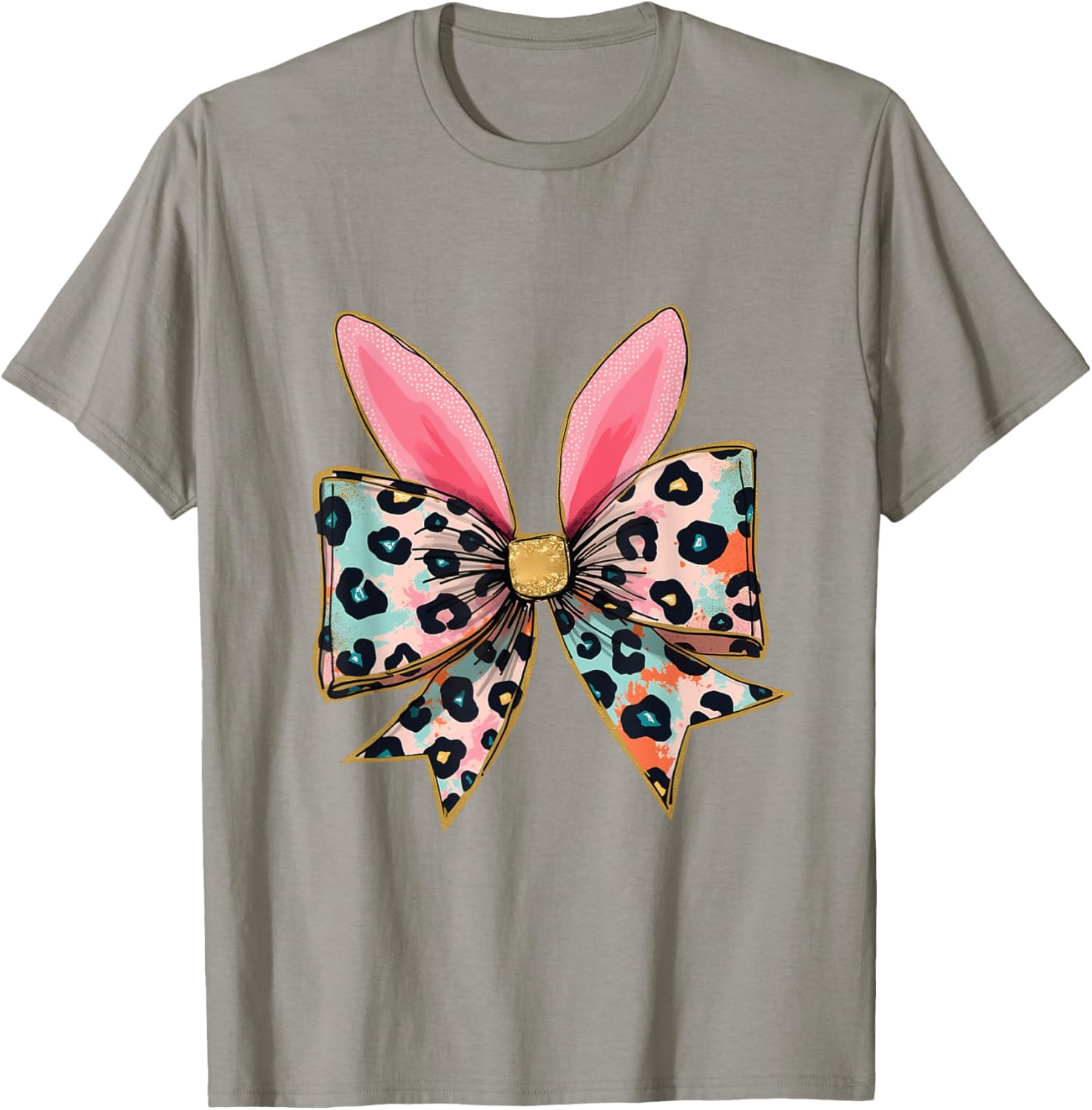 Easter Chinoiserie Floral Bunny With Cute Blue Bow Coquette T-Shirt