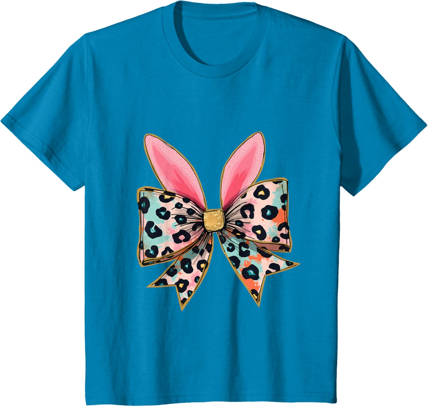 Easter Chinoiserie Floral Bunny With Cute Blue Bow Coquette T-Shirt