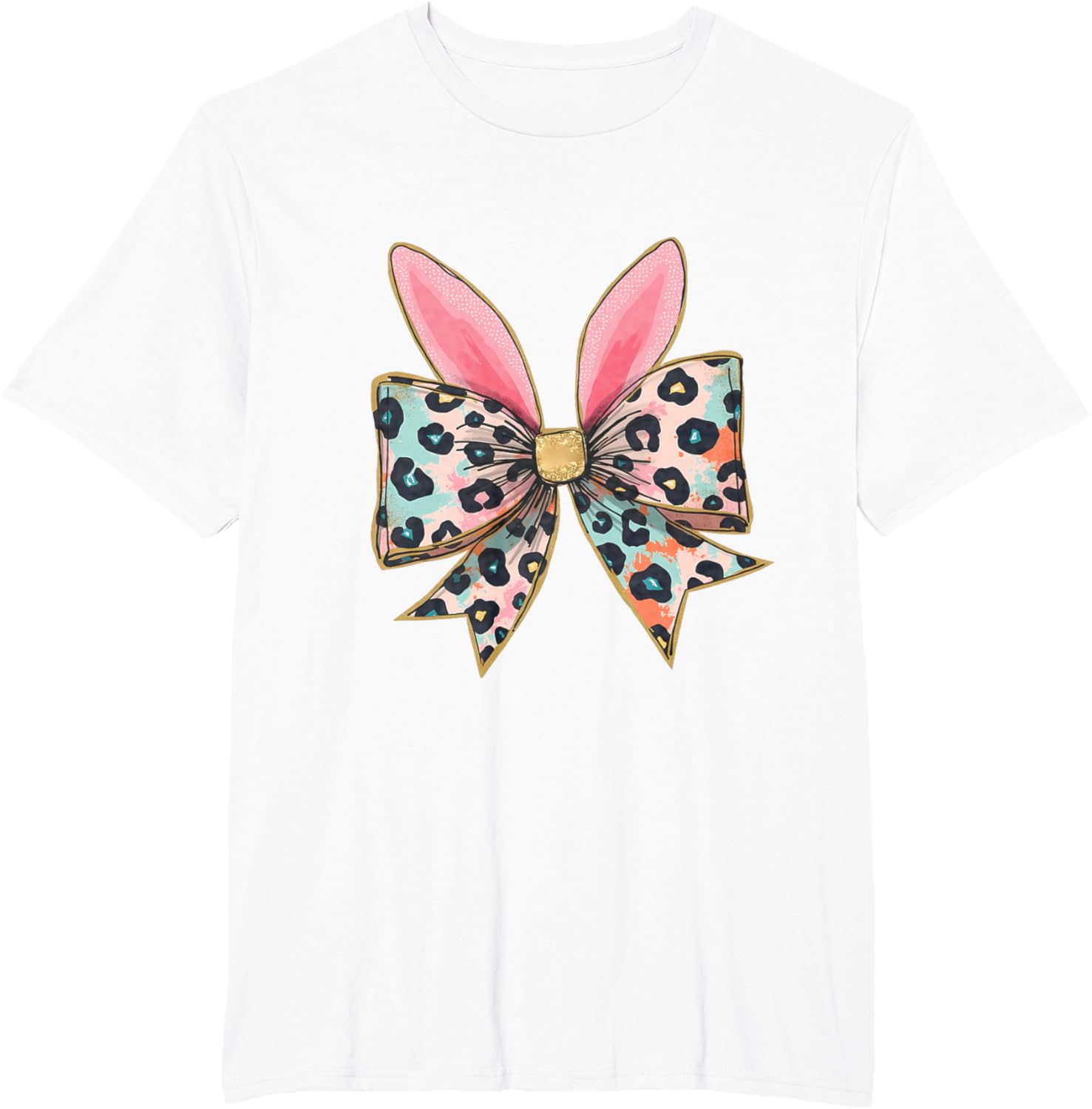 Easter Chinoiserie Floral Bunny With Cute Blue Bow Coquette T-Shirt