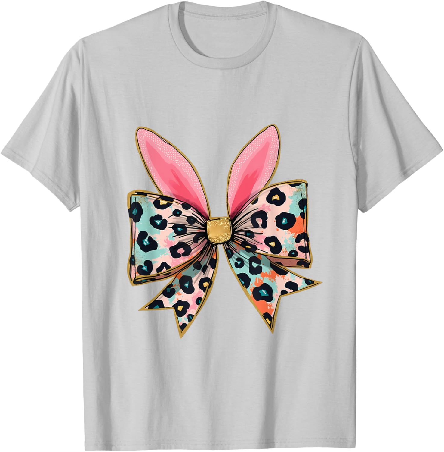 Easter Chinoiserie Floral Bunny With Cute Blue Bow Coquette T-Shirt