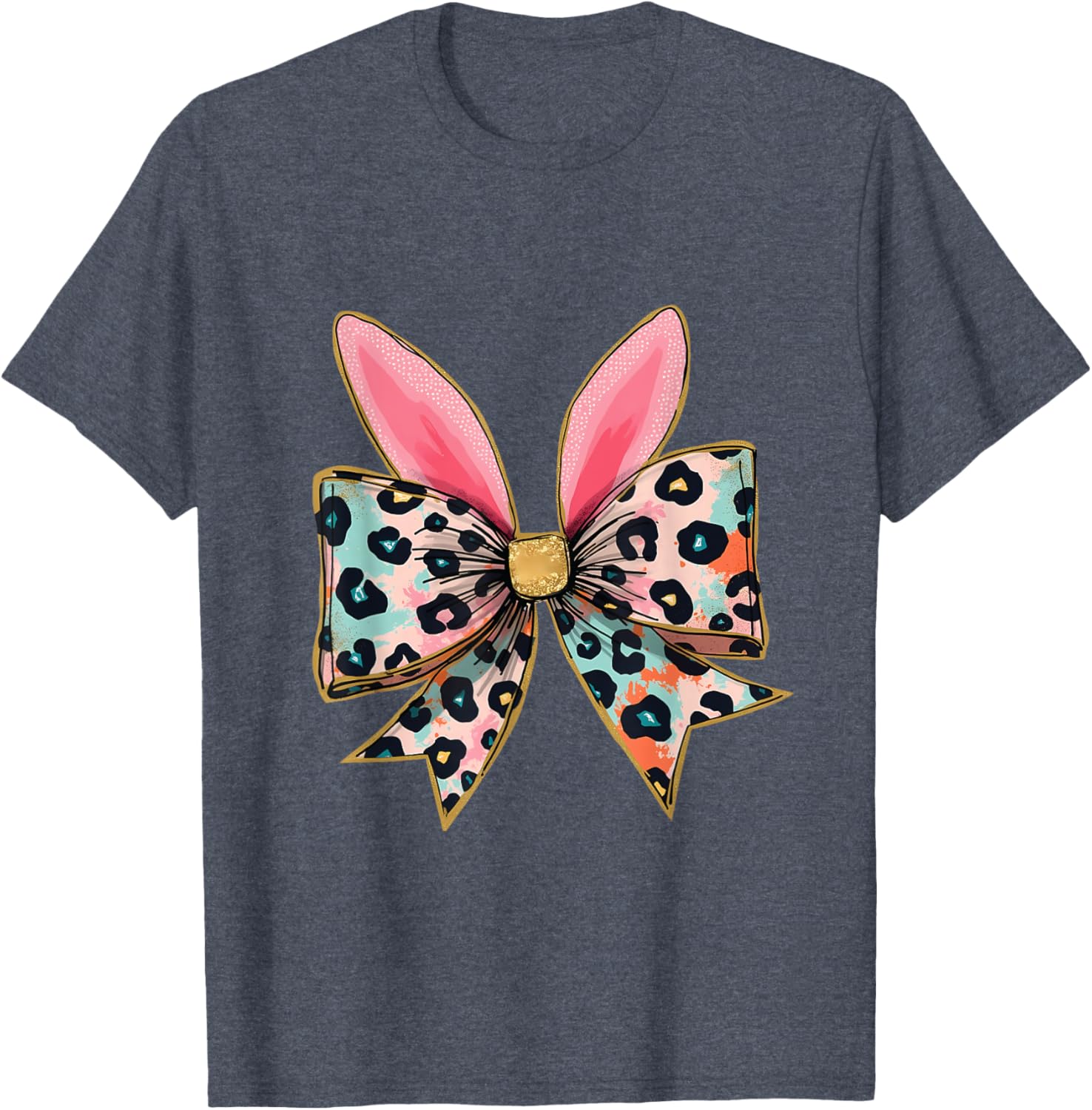 Easter Chinoiserie Floral Bunny With Cute Blue Bow Coquette T-Shirt