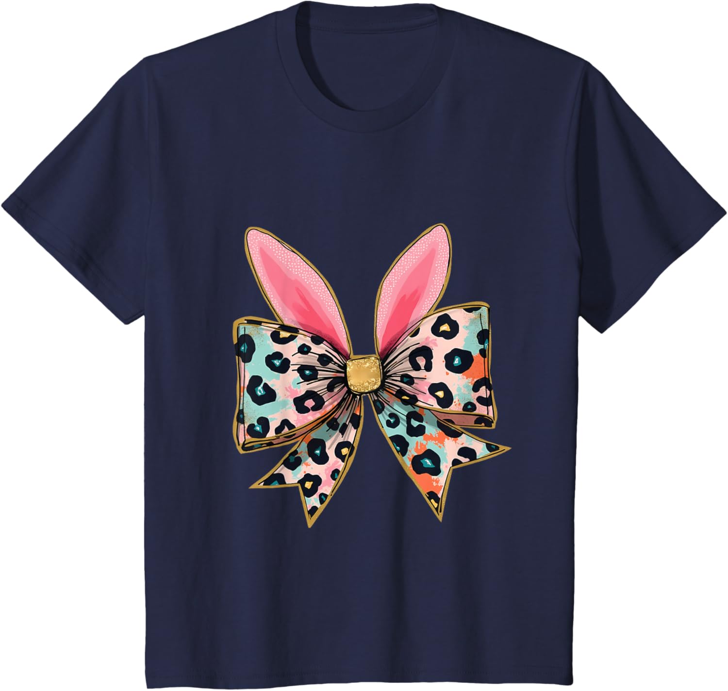 Easter Chinoiserie Floral Bunny With Cute Blue Bow Coquette T-Shirt