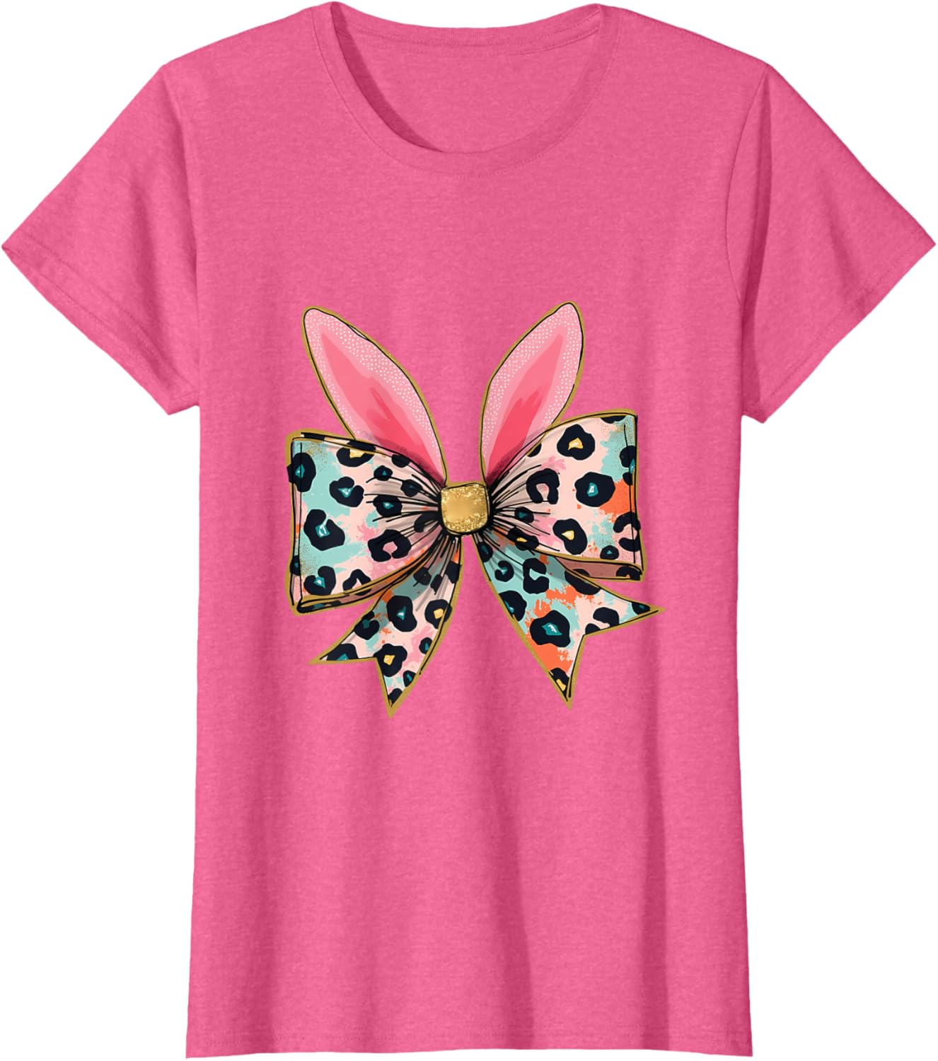 Easter Chinoiserie Floral Bunny With Cute Blue Bow Coquette T-Shirt