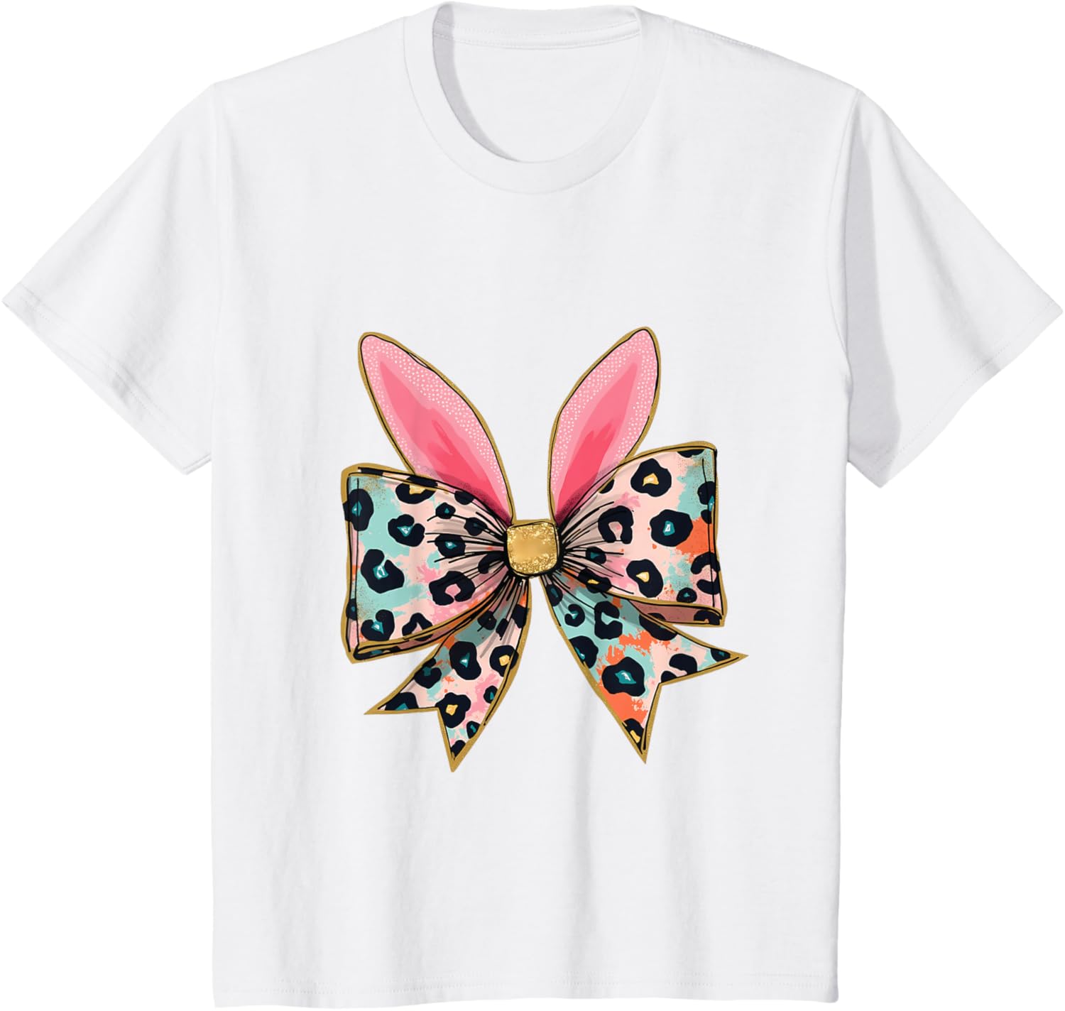 Easter Chinoiserie Floral Bunny With Cute Blue Bow Coquette T-Shirt