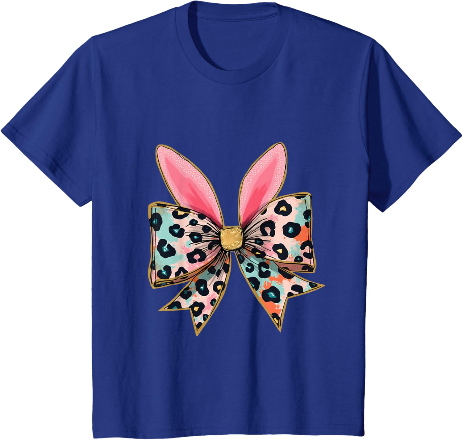 Easter Chinoiserie Floral Bunny With Cute Blue Bow Coquette T-Shirt