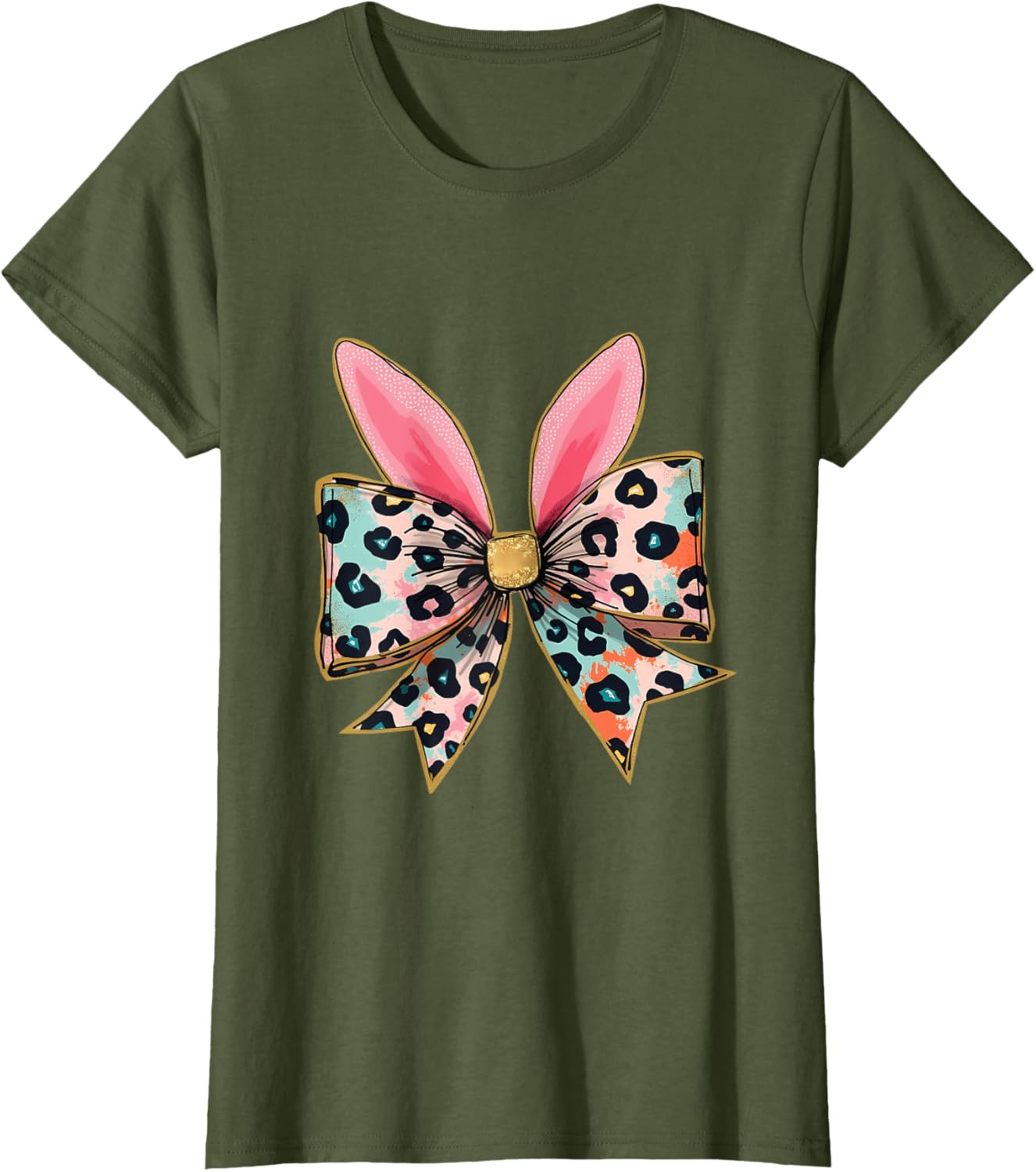 Easter Chinoiserie Floral Bunny With Cute Blue Bow Coquette T-Shirt