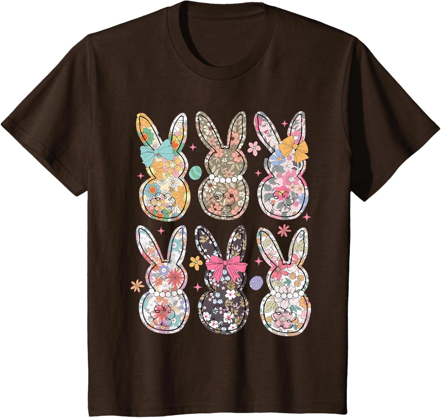 Easter Chinoiserie Floral Bunny With Cute Bow Coquette T-Shirt