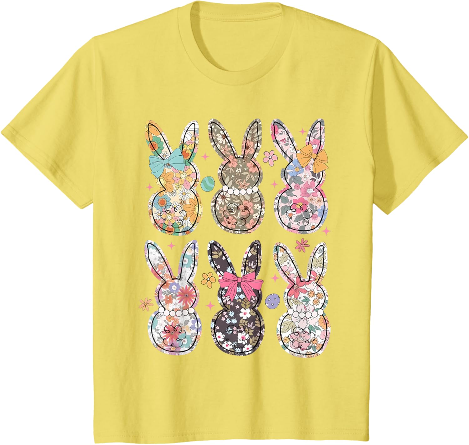 Easter Chinoiserie Floral Bunny With Cute Bow Coquette T-Shirt