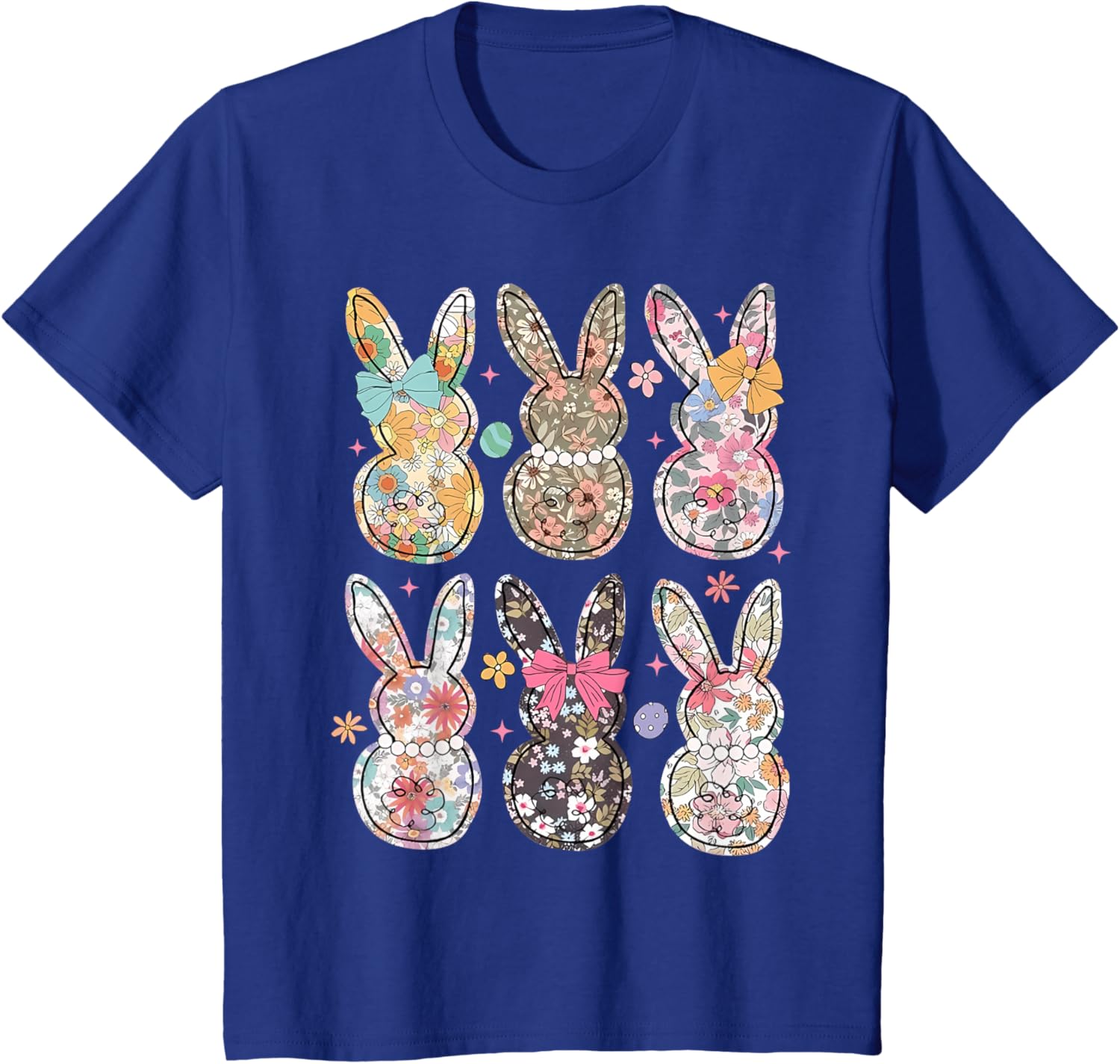 Easter Chinoiserie Floral Bunny With Cute Bow Coquette T-Shirt