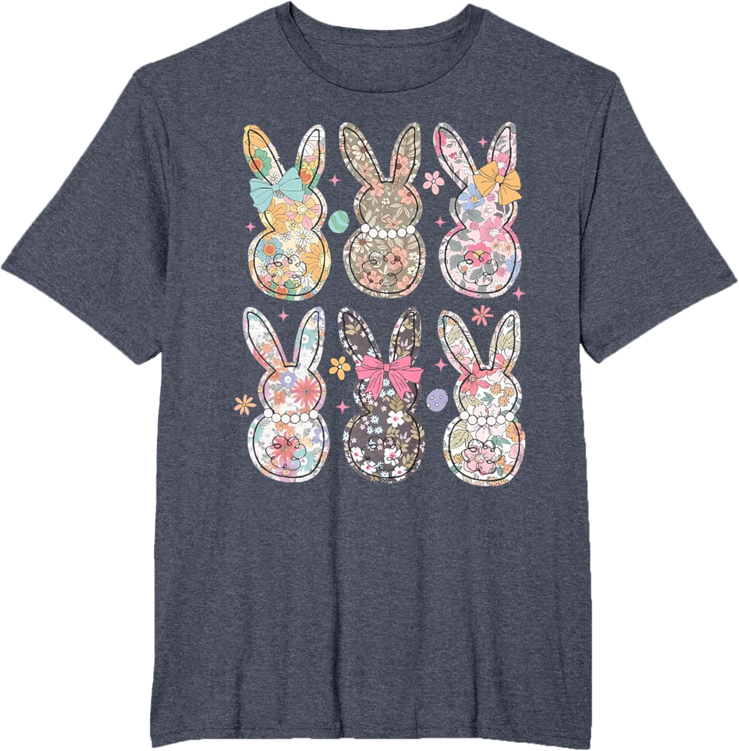 Easter Chinoiserie Floral Bunny With Cute Bow Coquette T-Shirt