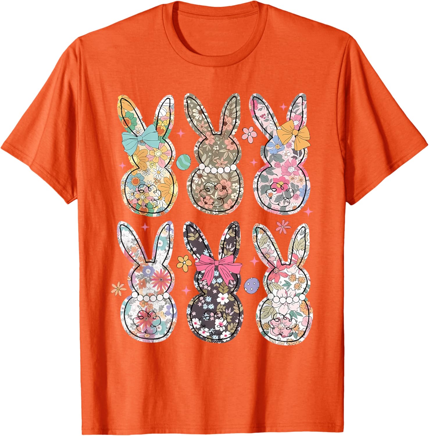 Easter Chinoiserie Floral Bunny With Cute Bow Coquette T-Shirt