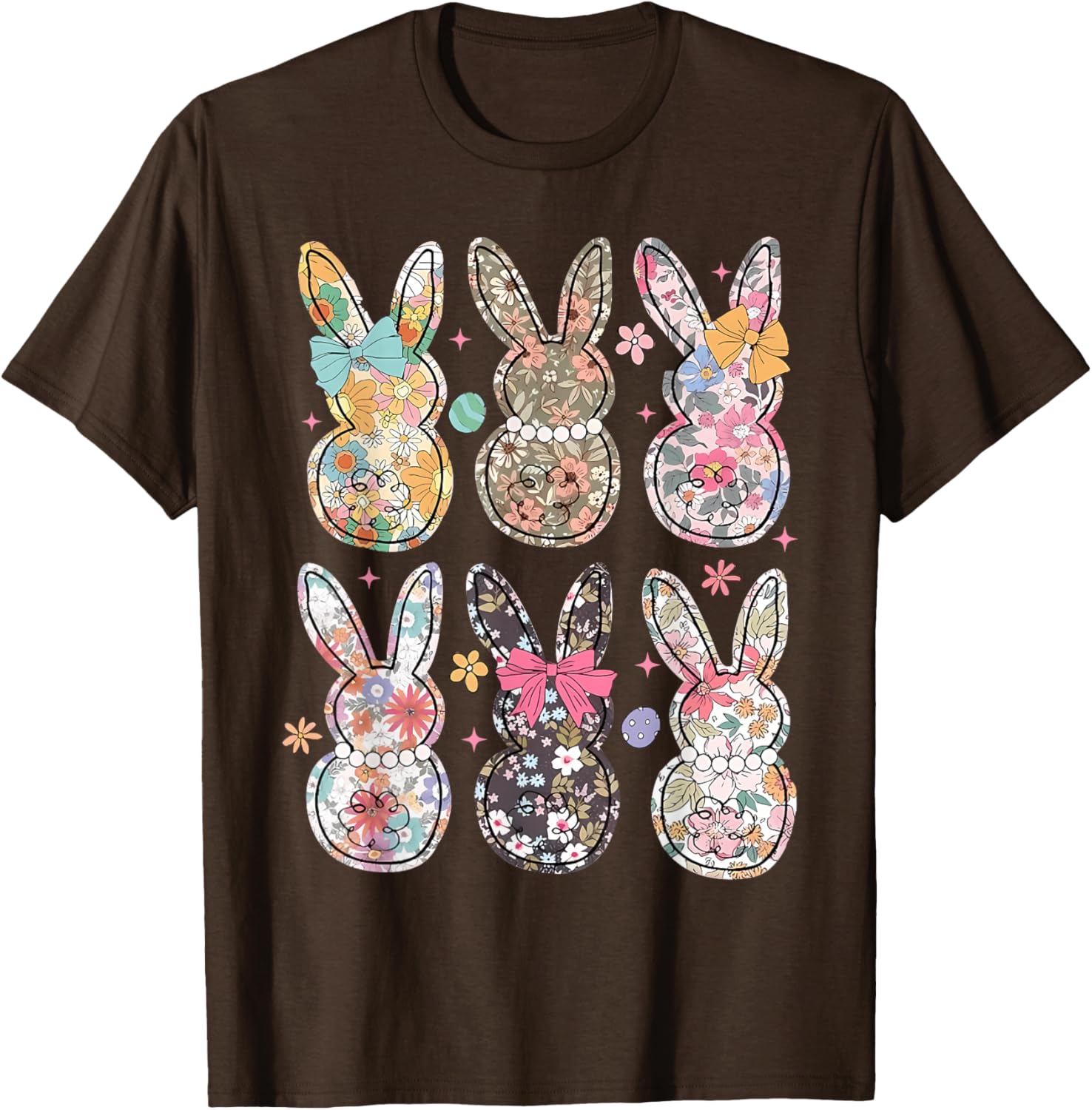 Easter Chinoiserie Floral Bunny With Cute Bow Coquette T-Shirt