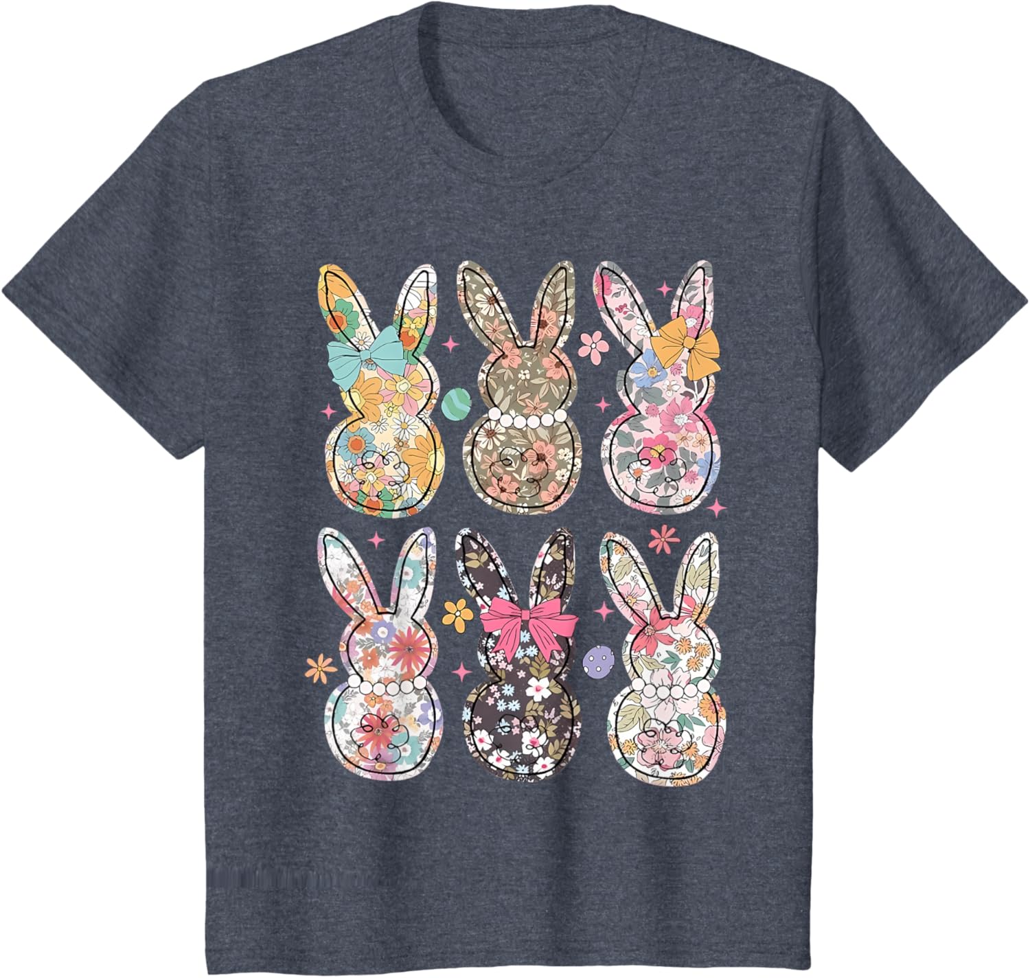 Easter Chinoiserie Floral Bunny With Cute Bow Coquette T-Shirt