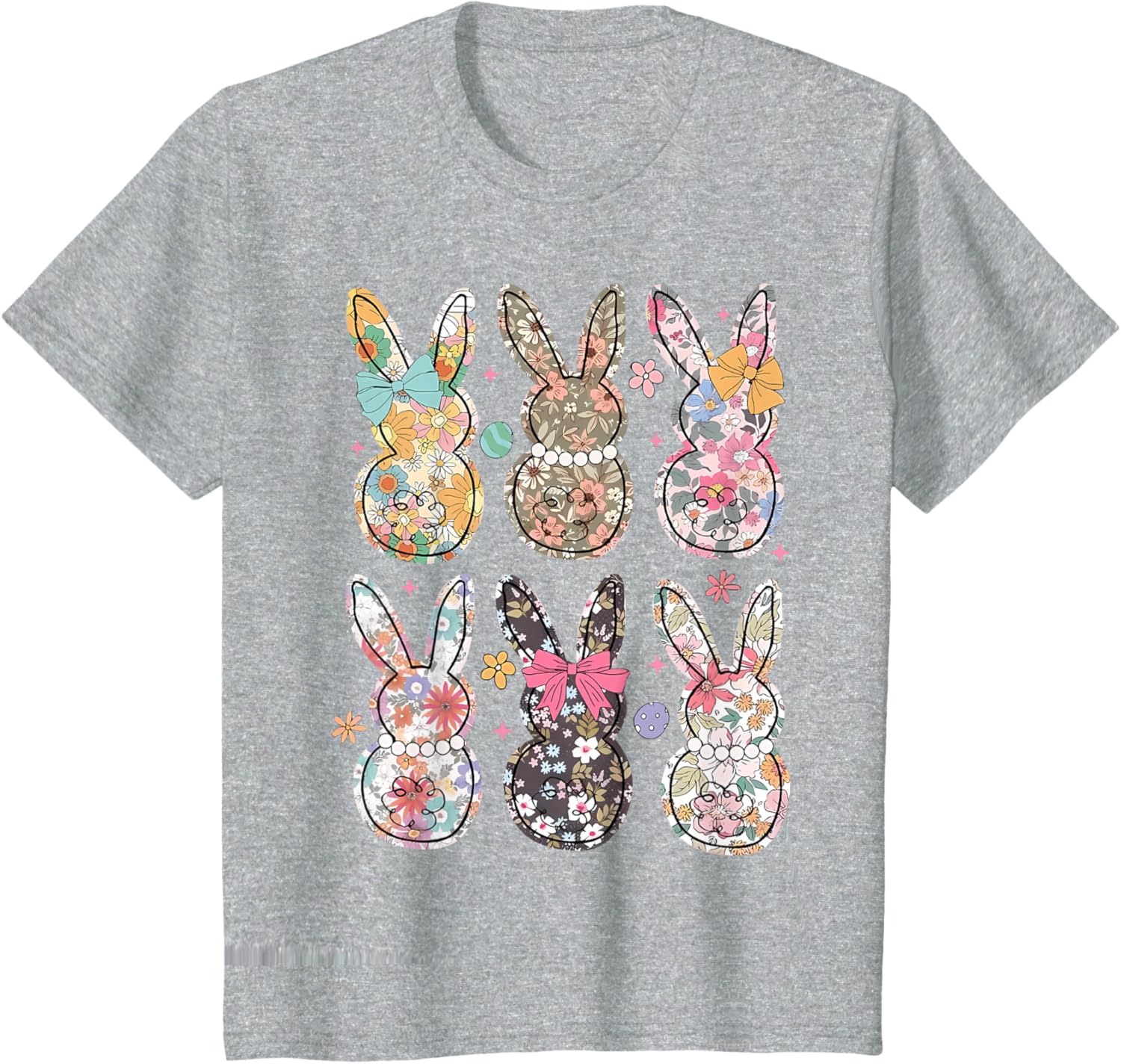 Easter Chinoiserie Floral Bunny With Cute Bow Coquette T-Shirt