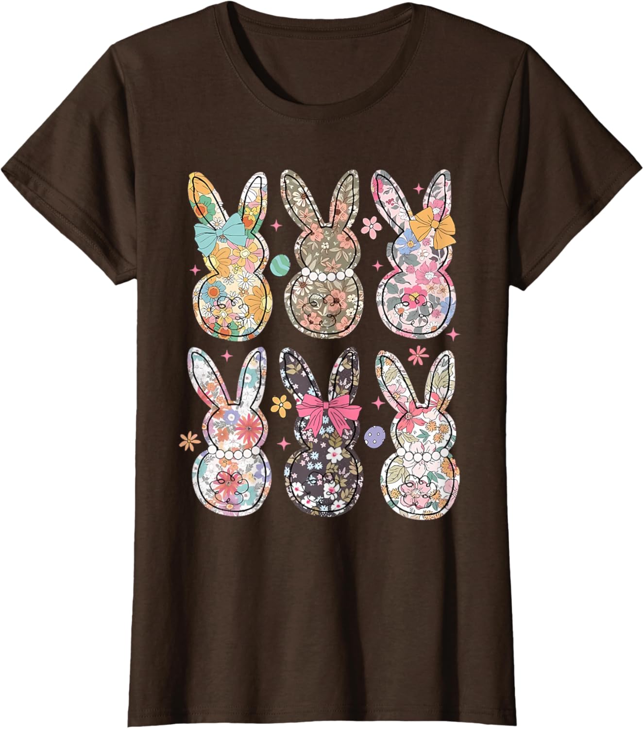 Easter Chinoiserie Floral Bunny With Cute Bow Coquette T-Shirt