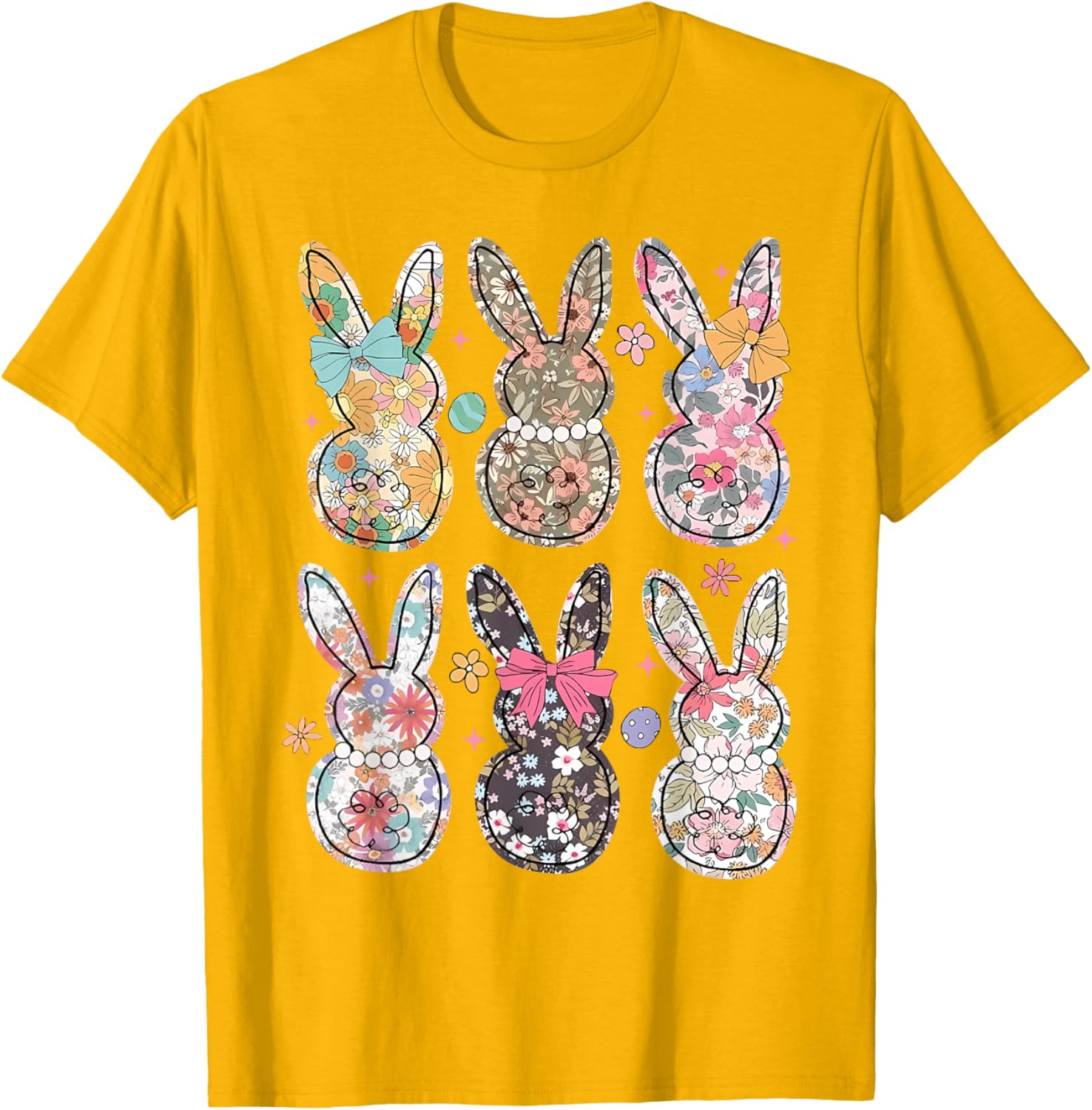 Easter Chinoiserie Floral Bunny With Cute Bow Coquette T-Shirt