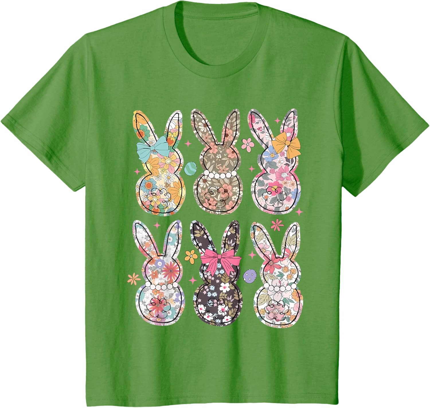 Easter Chinoiserie Floral Bunny With Cute Bow Coquette T-Shirt