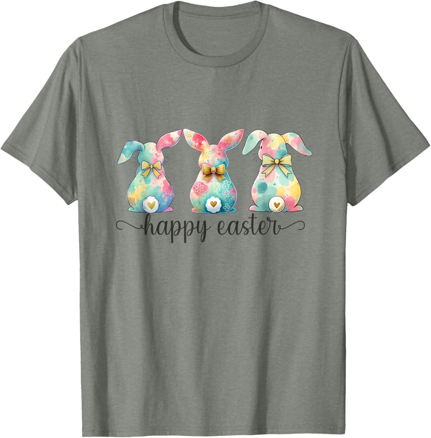 Easter Coquette Bow Bunny Rabbit Trio Cute Happy Easter Day T-Shirt