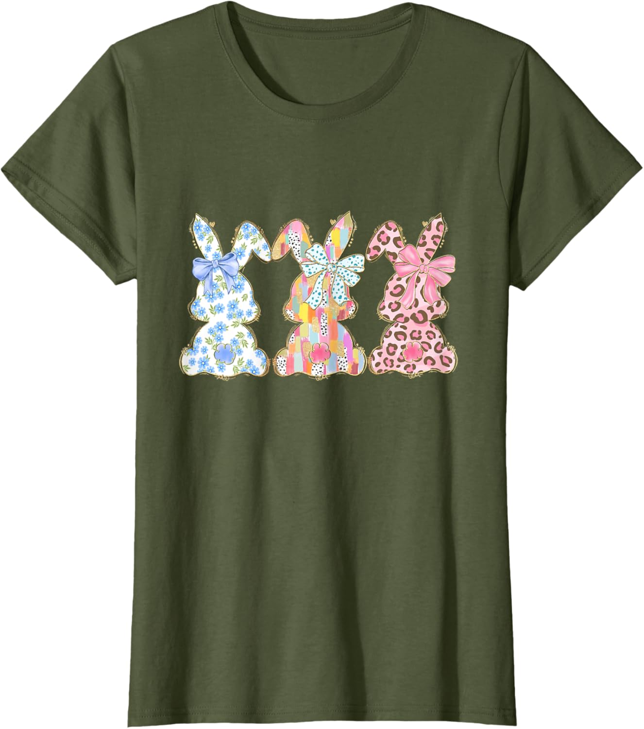 Easter Coquette Bow Bunny Rabbit Trio Cute Happy Easter Day T-Shirt