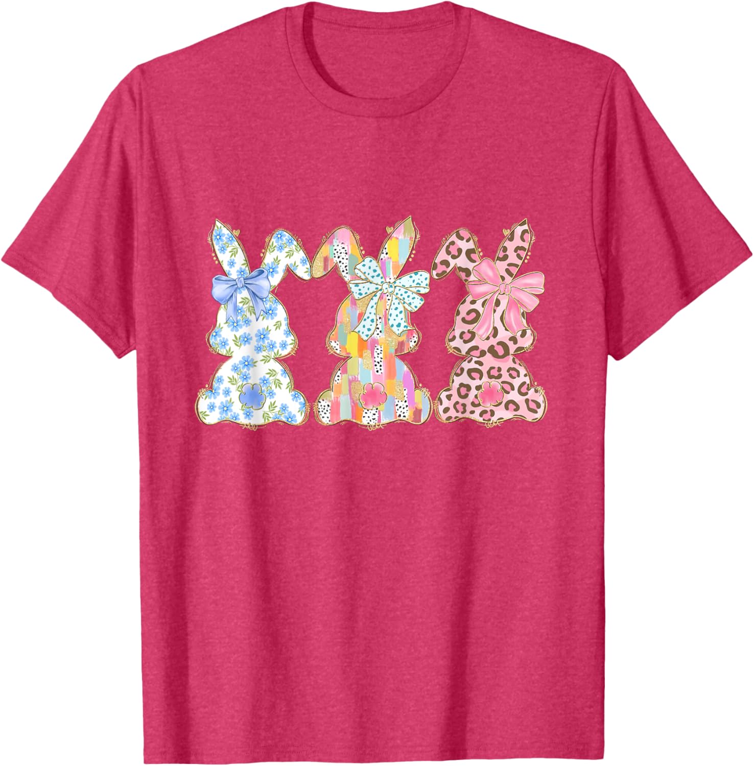 Easter Coquette Bow Bunny Rabbit Trio Cute Happy Easter Day T-Shirt