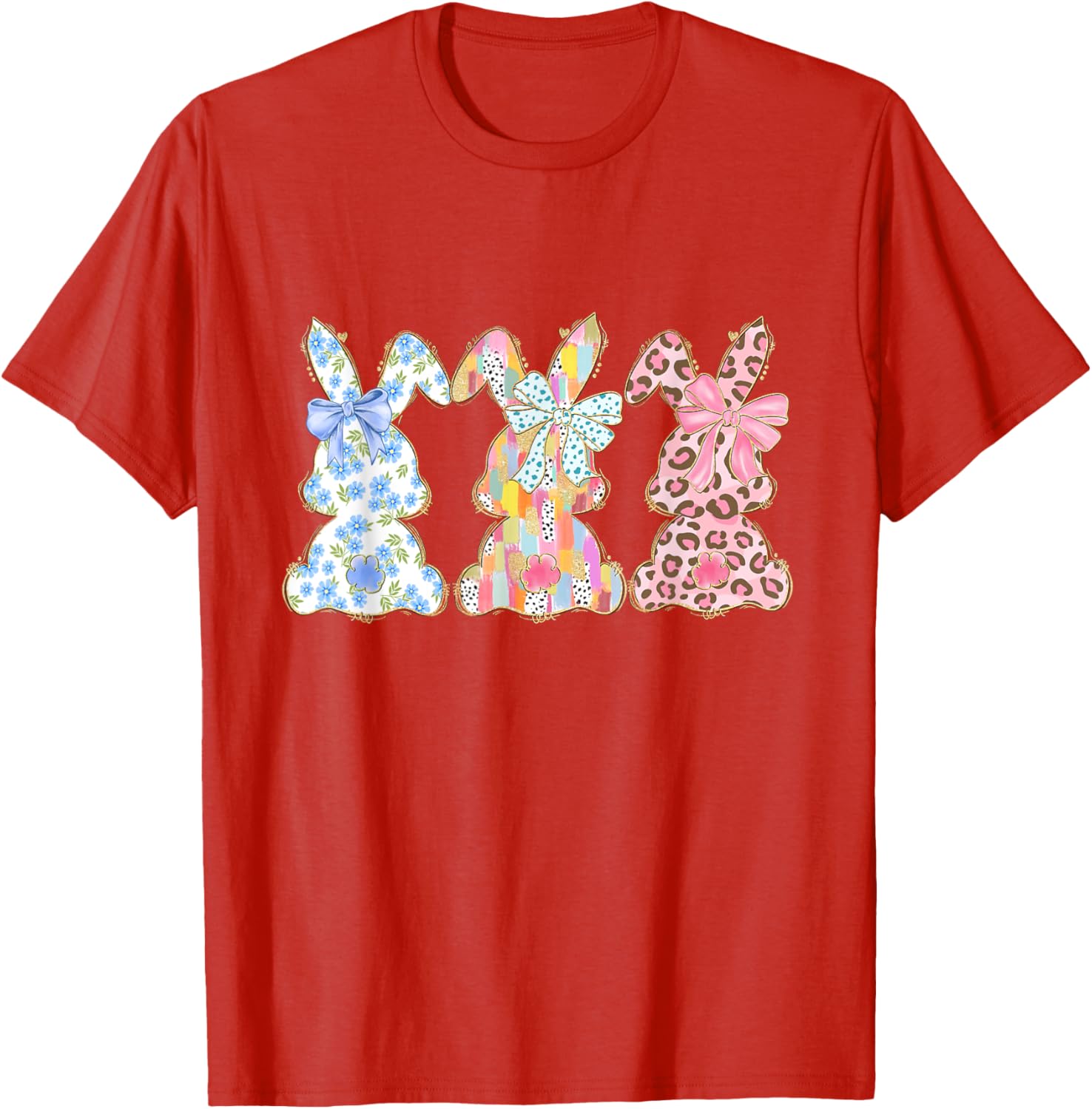 Easter Coquette Bow Bunny Rabbit Trio Cute Happy Easter Day T-Shirt