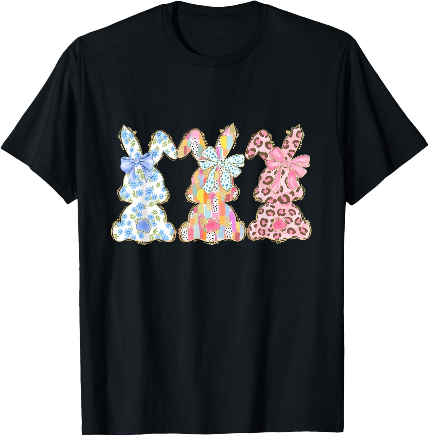 Easter Coquette Bow Bunny Rabbit Trio Cute Happy Easter Day T-Shirt