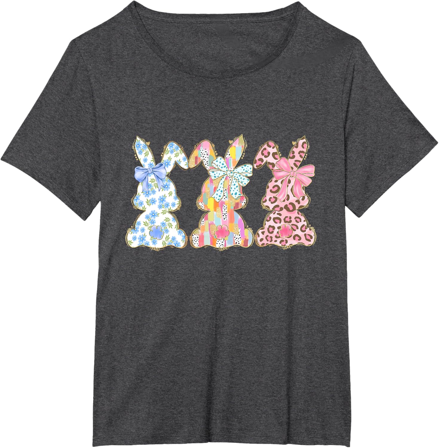 Easter Coquette Bow Bunny Rabbit Trio Cute Happy Easter Day T-Shirt