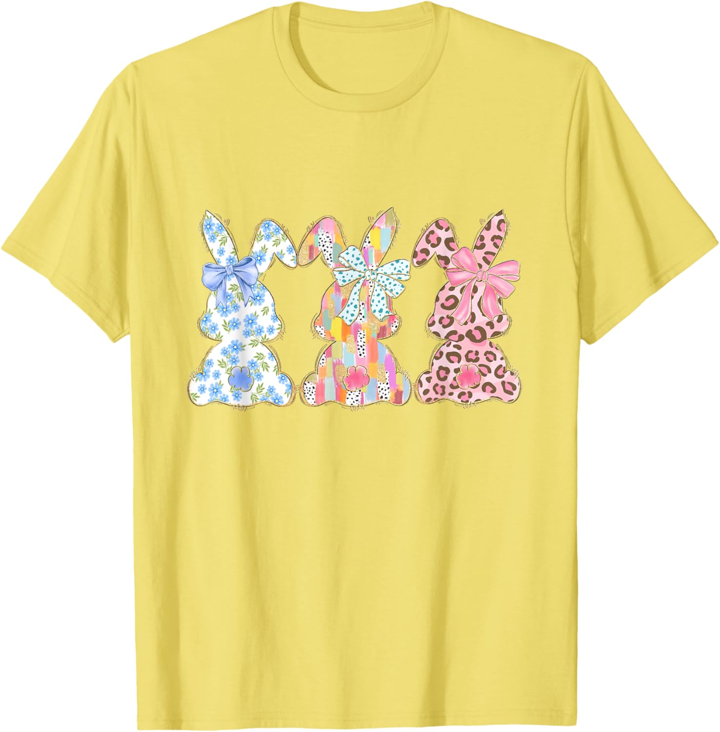 Easter Coquette Bow Bunny Rabbit Trio Cute Happy Easter Day T-Shirt