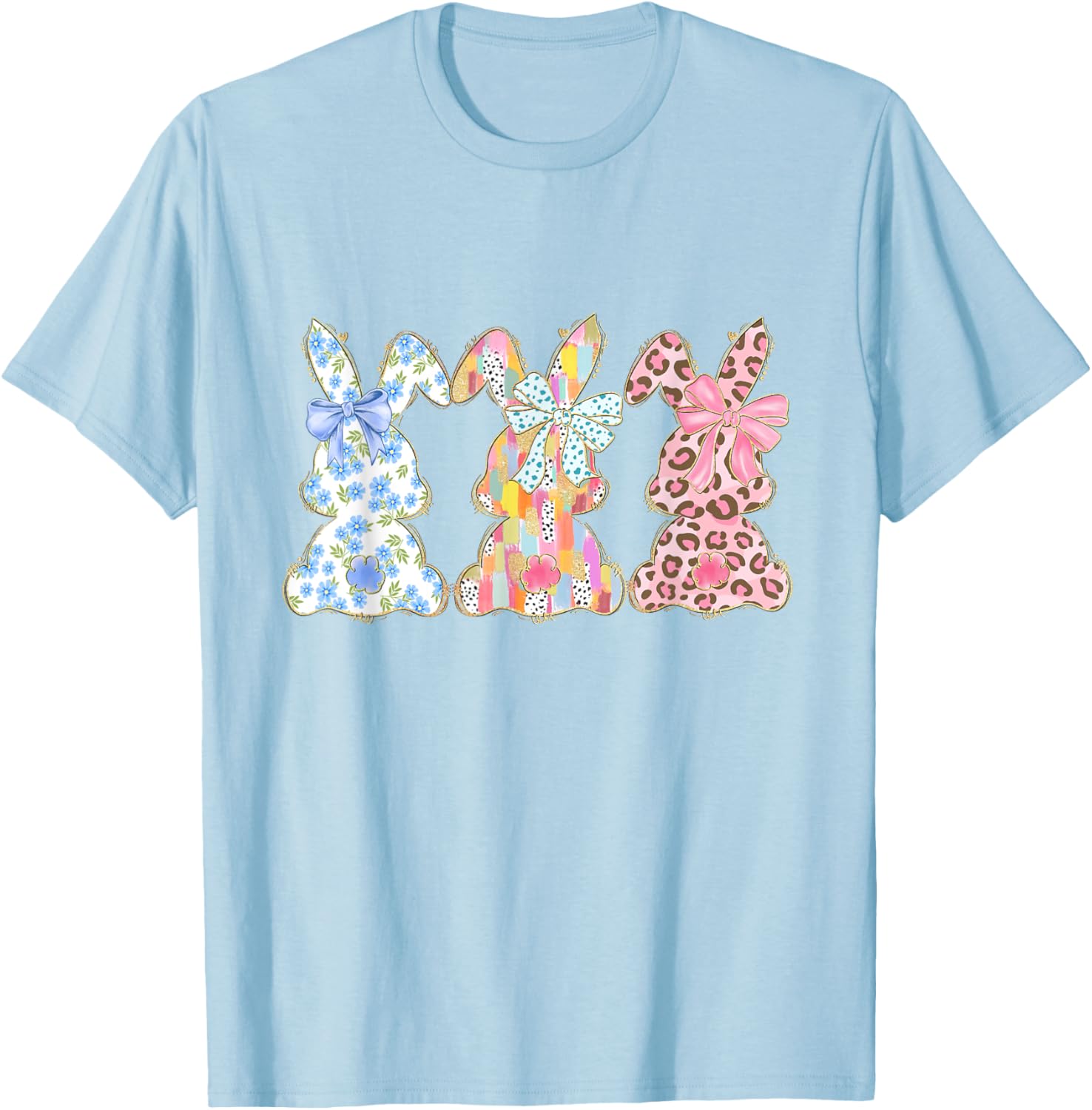 Easter Coquette Bow Bunny Rabbit Trio Cute Happy Easter Day T-Shirt