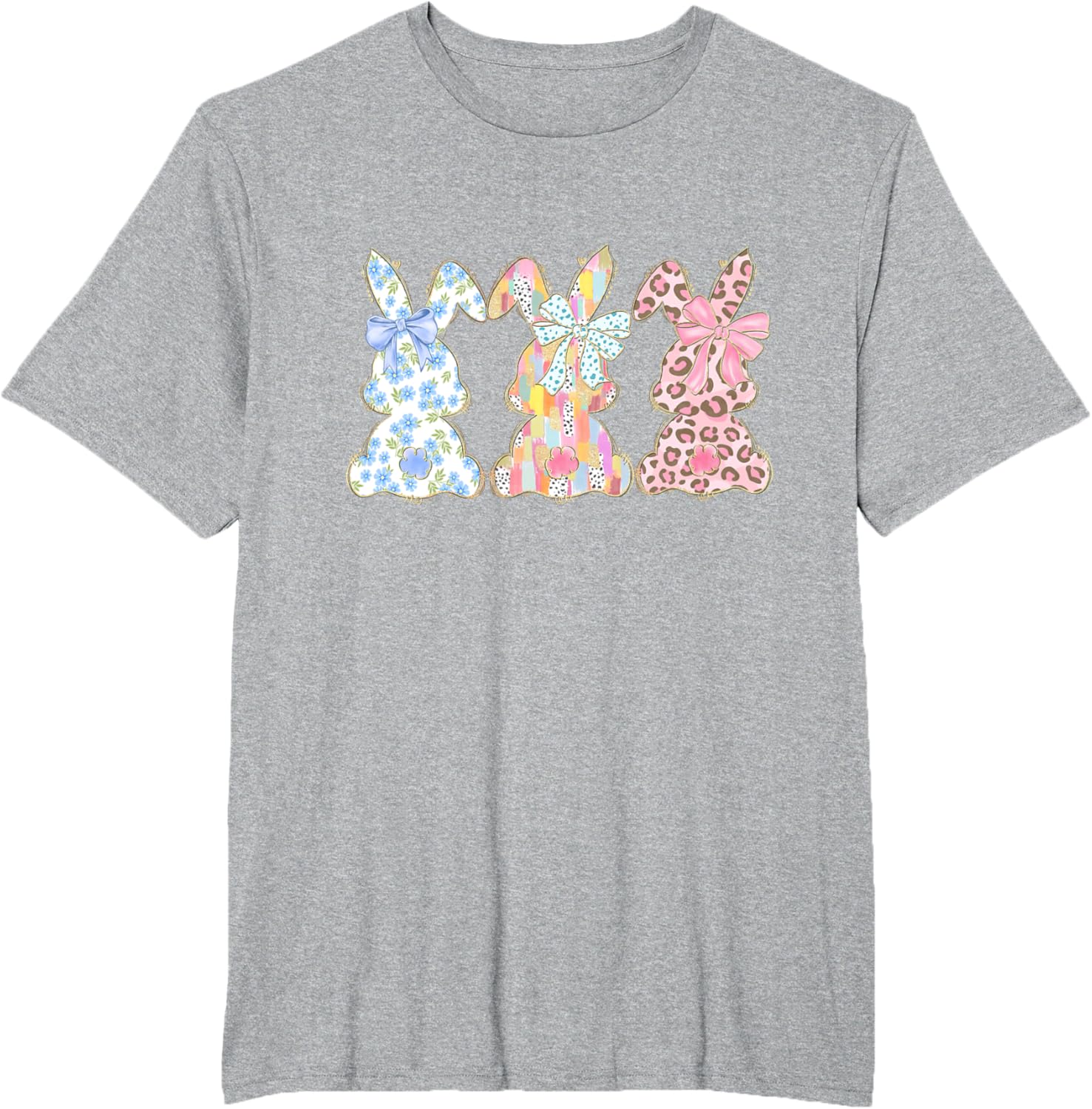 Easter Coquette Bow Bunny Rabbit Trio Cute Happy Easter Day T-Shirt