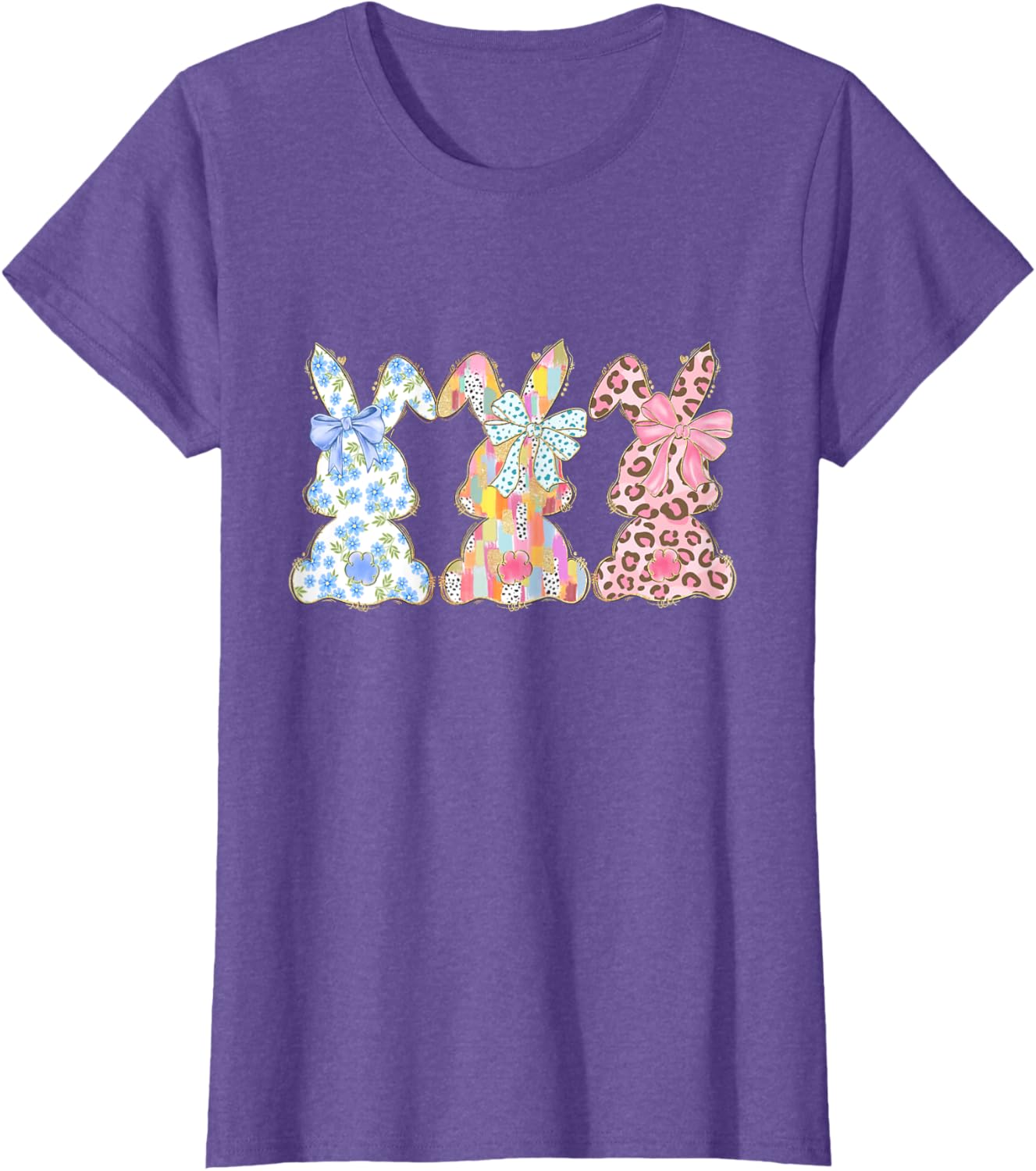 Easter Coquette Bow Bunny Rabbit Trio Cute Happy Easter Day T-Shirt