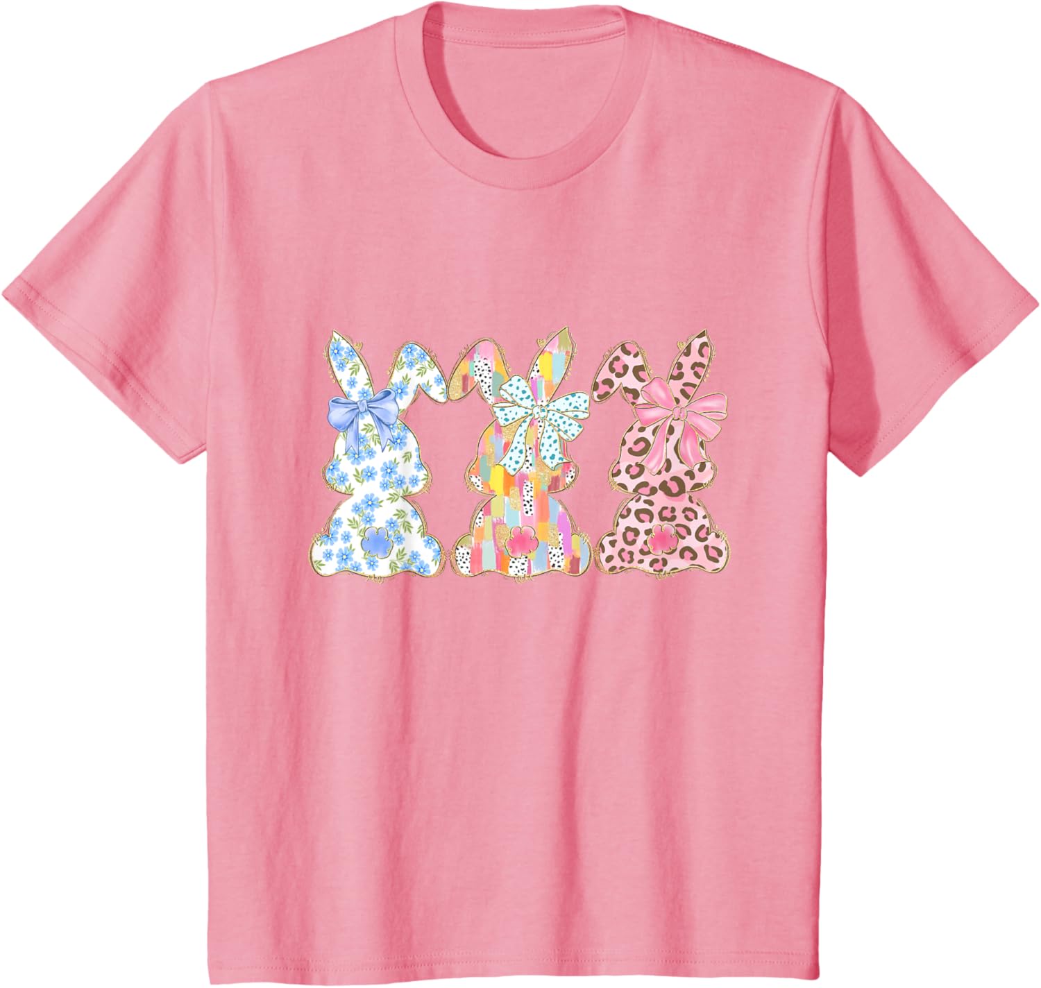 Easter Coquette Bow Bunny Rabbit Trio Cute Happy Easter Day T-Shirt