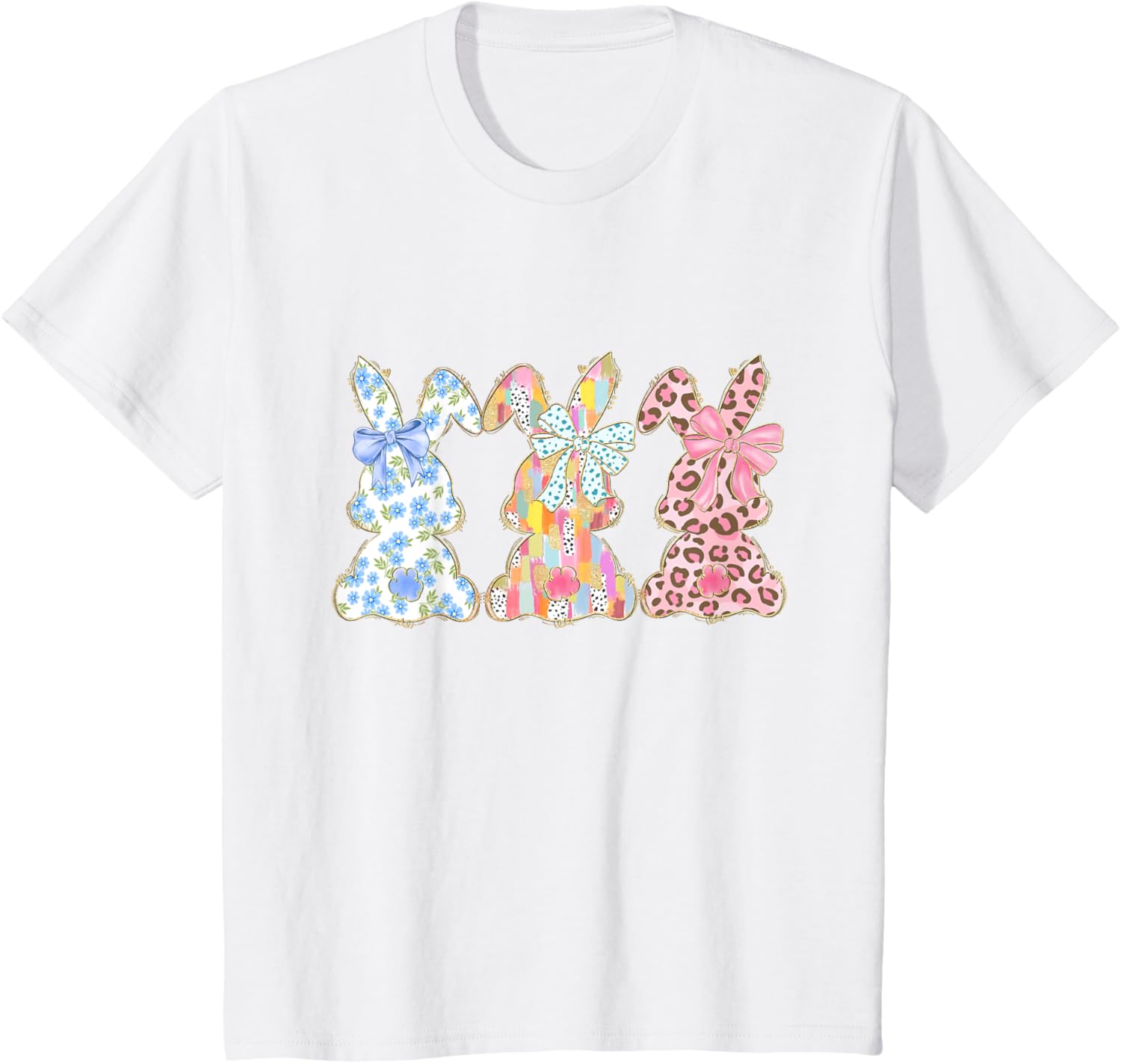 Easter Coquette Bow Bunny Rabbit Trio Cute Happy Easter Day T-Shirt