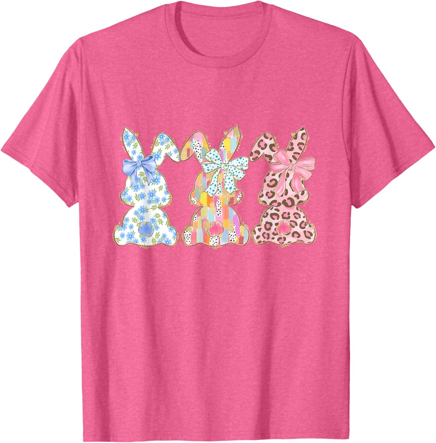 Easter Coquette Bow Bunny Rabbit Trio Cute Happy Easter Day T-Shirt