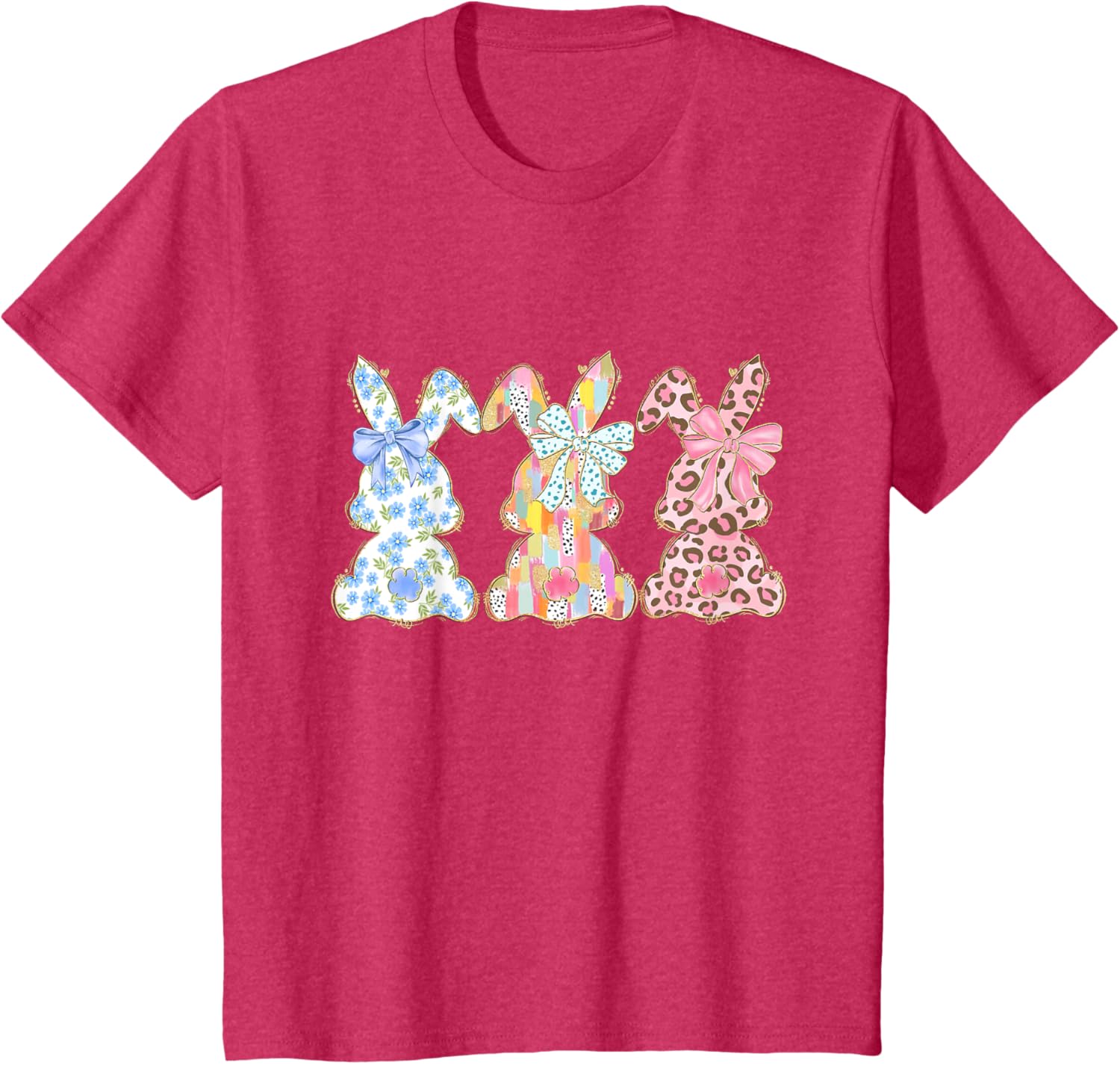 Easter Coquette Bow Bunny Rabbit Trio Cute Happy Easter Day T-Shirt