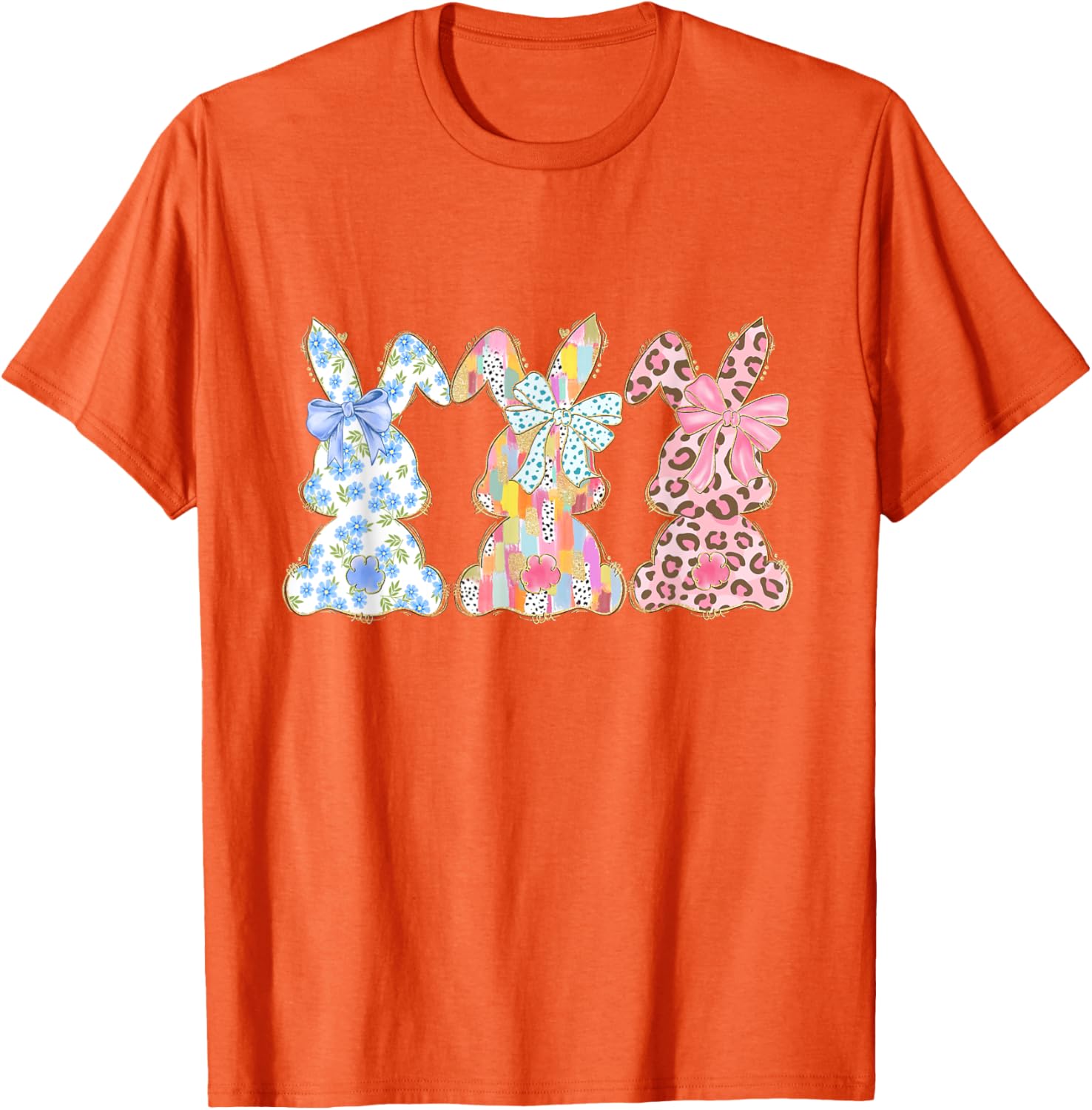 Easter Coquette Bow Bunny Rabbit Trio Cute Happy Easter Day T-Shirt