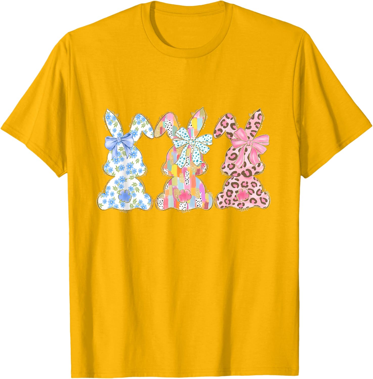 Easter Coquette Bow Bunny Rabbit Trio Cute Happy Easter Day T-Shirt